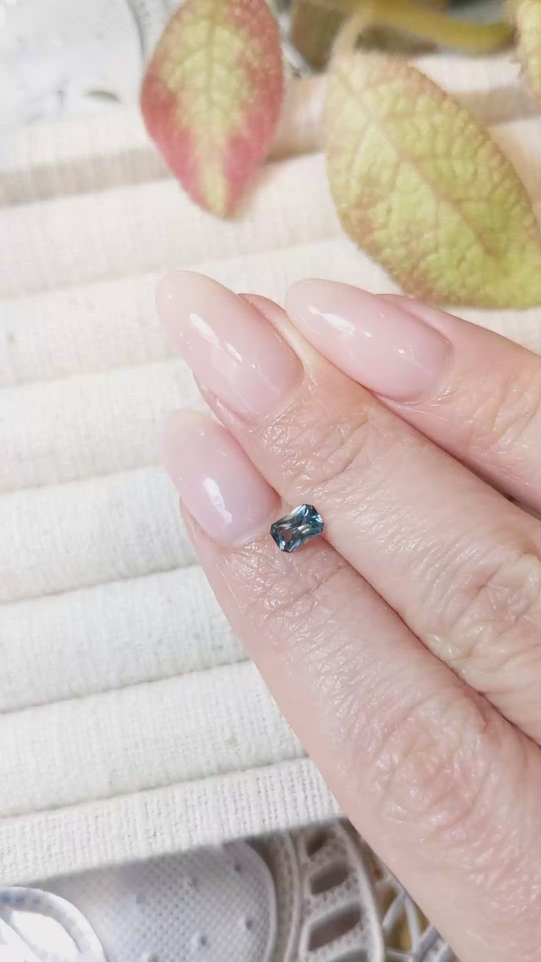 0.49 Ct. Greenish Blue Sapphire from Montana Size Video