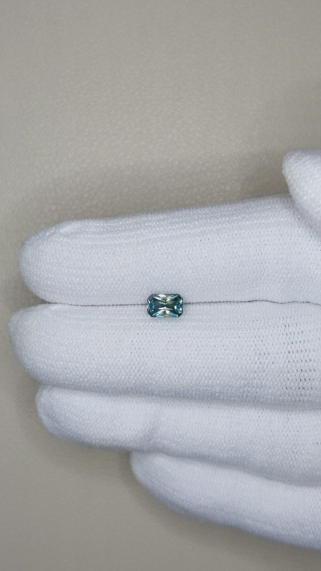 0.49 Ct. Greenish Blue Sapphire from Montana Size Video
