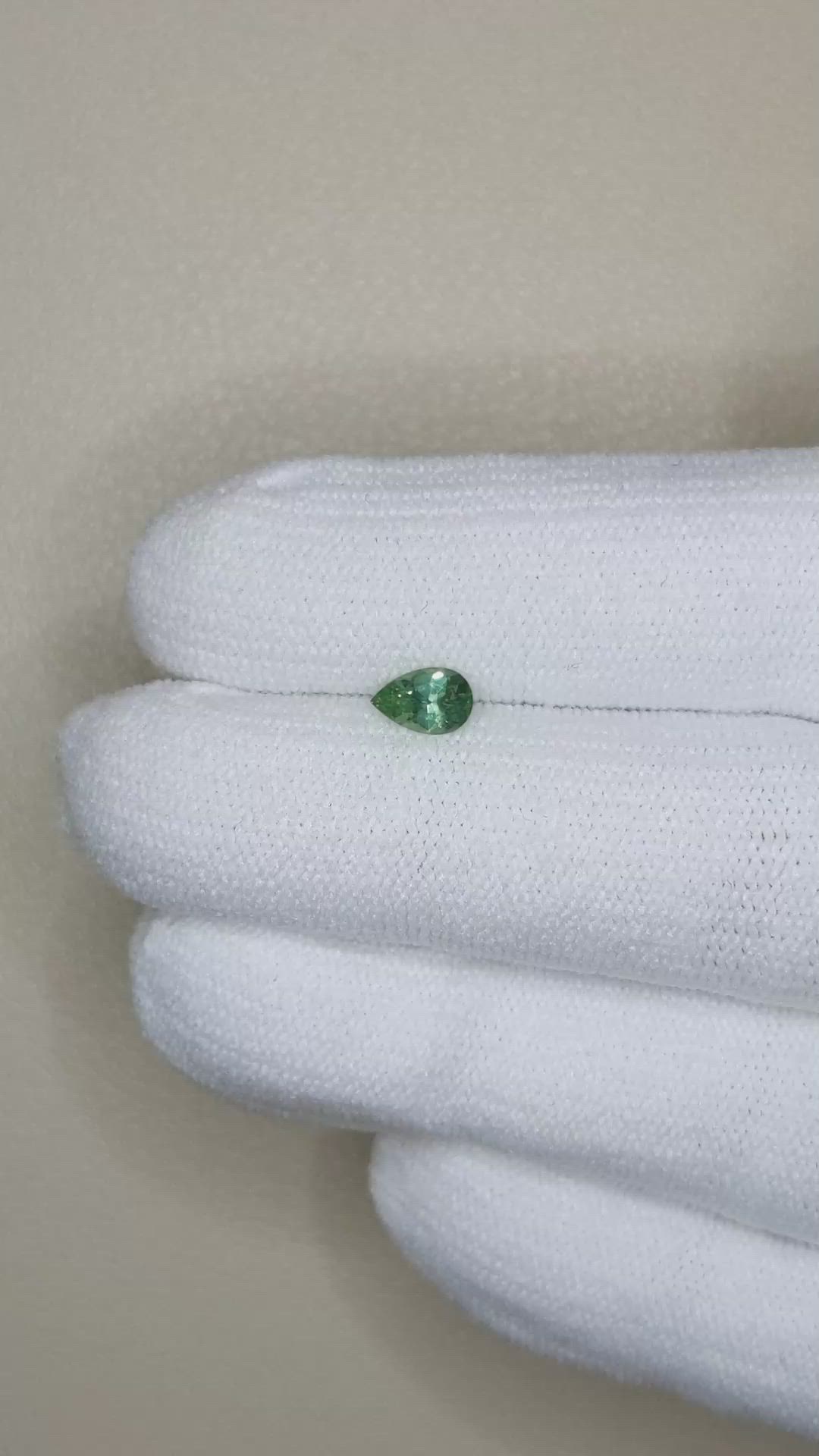 0.42 Ct. Bluish Green Sapphire from Montana Size Video