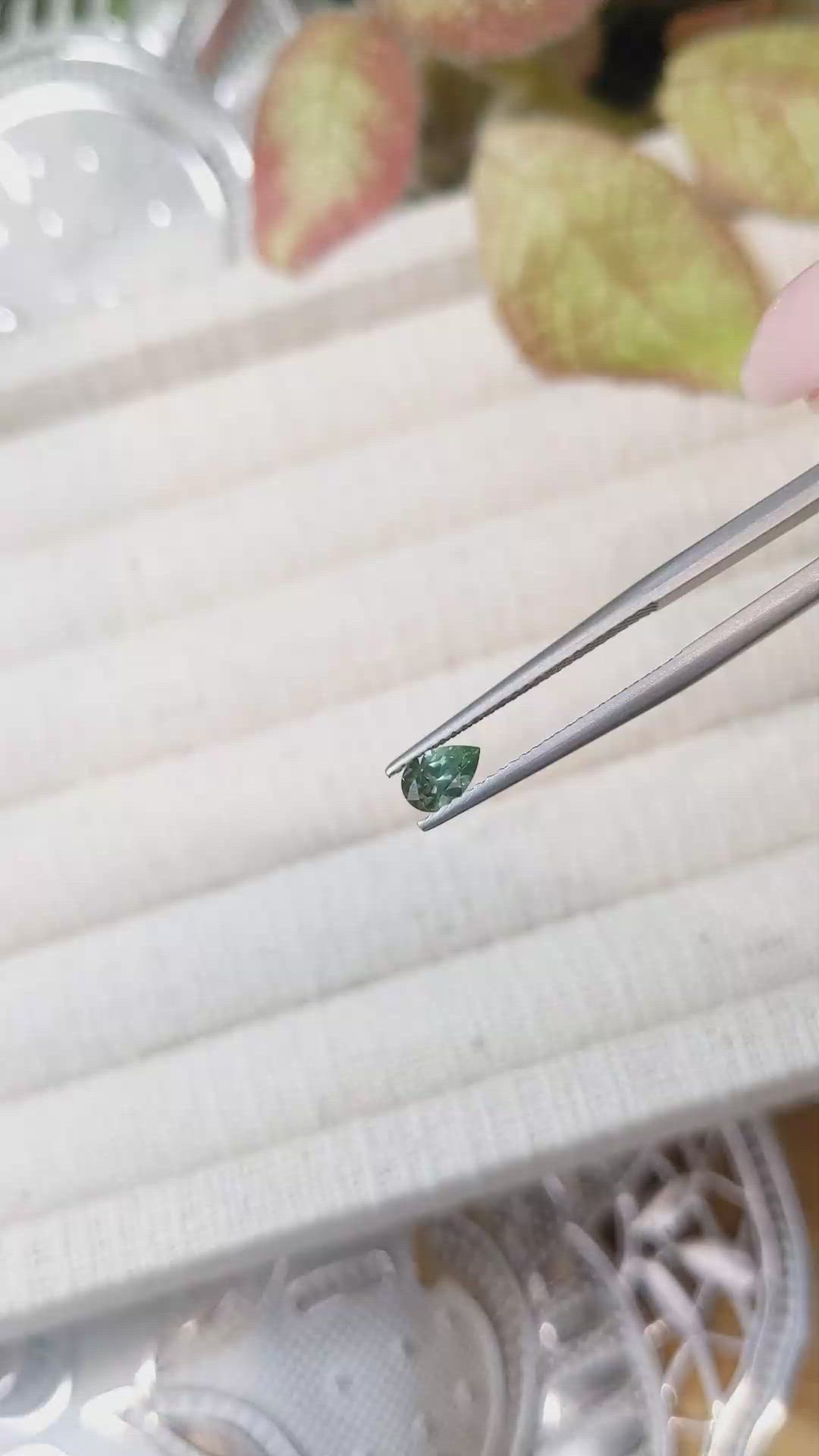 0.42 Ct. Bluish Green Sapphire from Montana Size Video