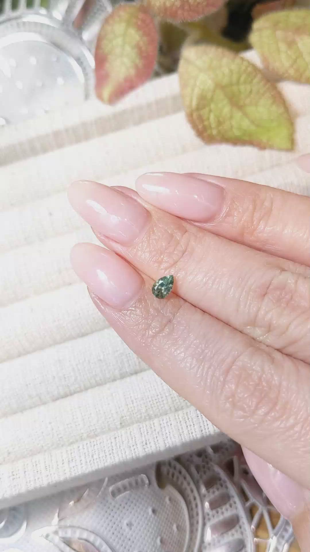 0.42 Ct. Bluish Green Sapphire from Montana Size Video