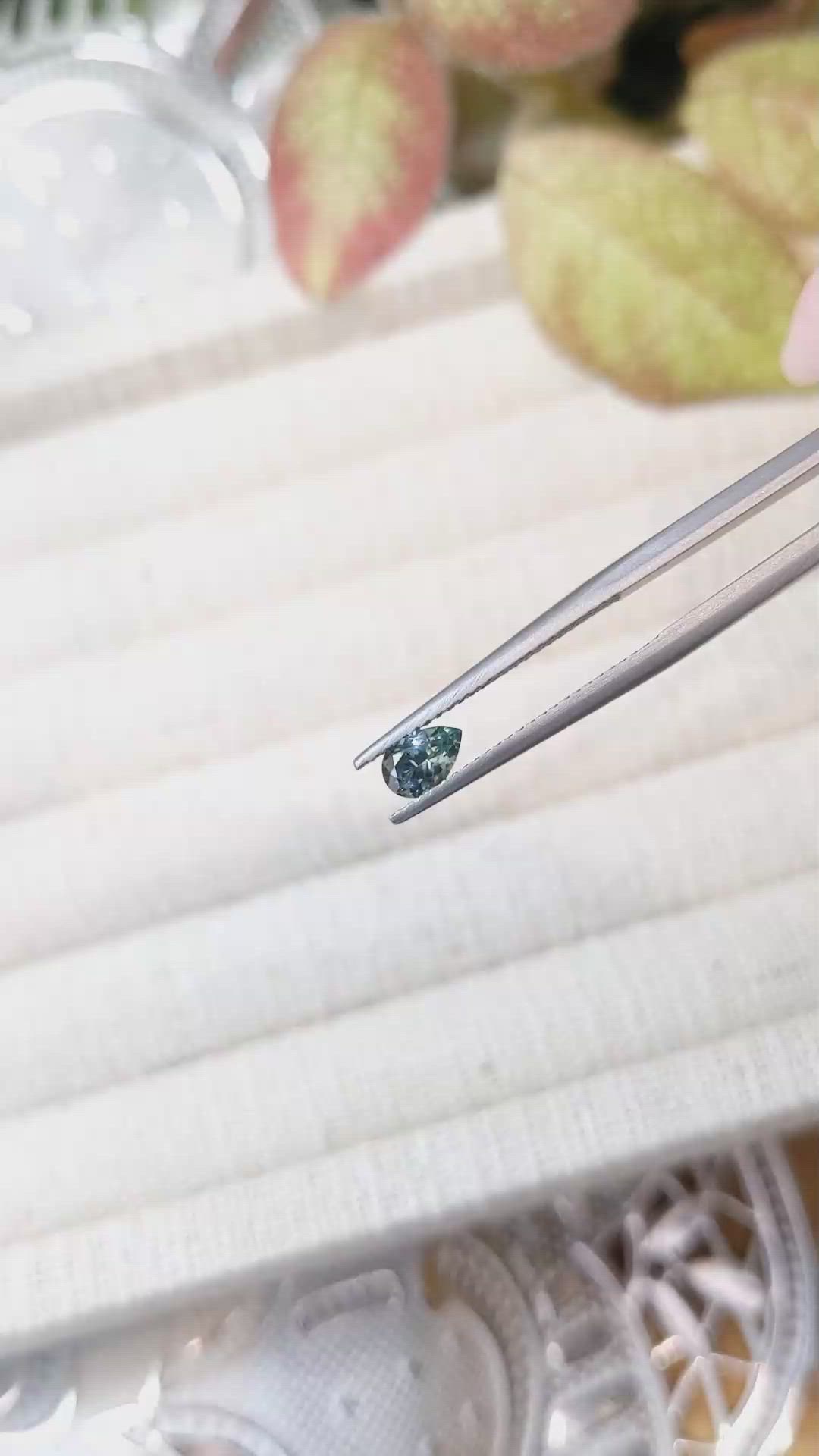 0.44 Ct. Greenish Blue Sapphire from Montana Size Video