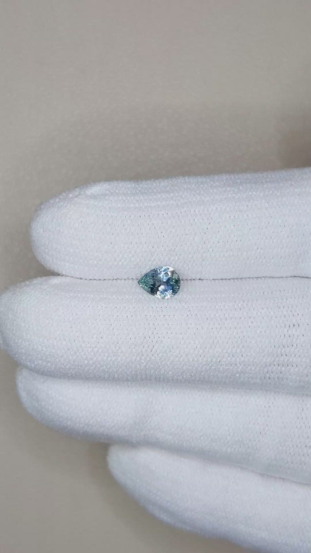 0.46 Ct. Greenish Blue Sapphire from Montana Size Video