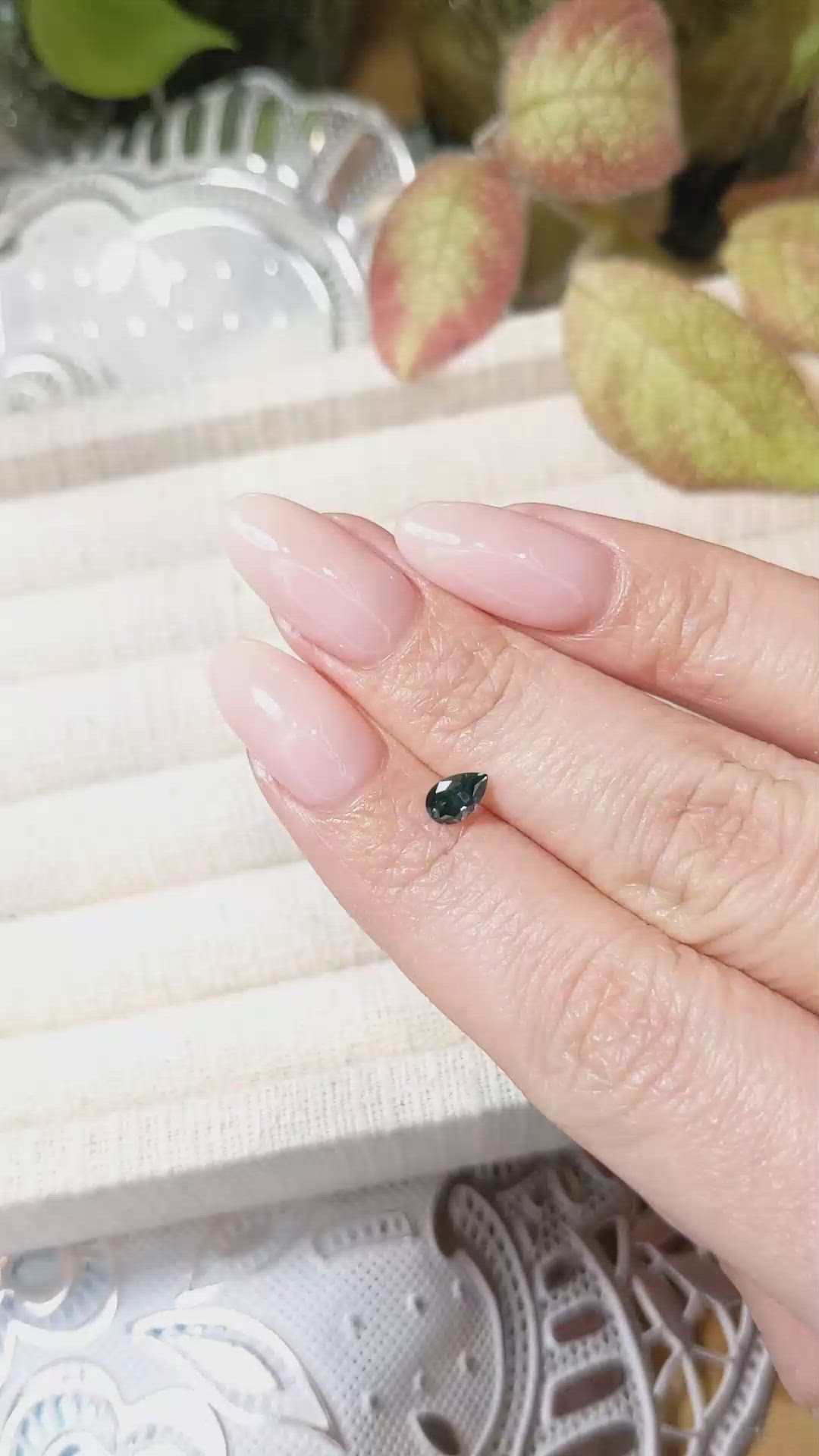 0.47 Ct. Bluish Green Sapphire from Montana Size Video