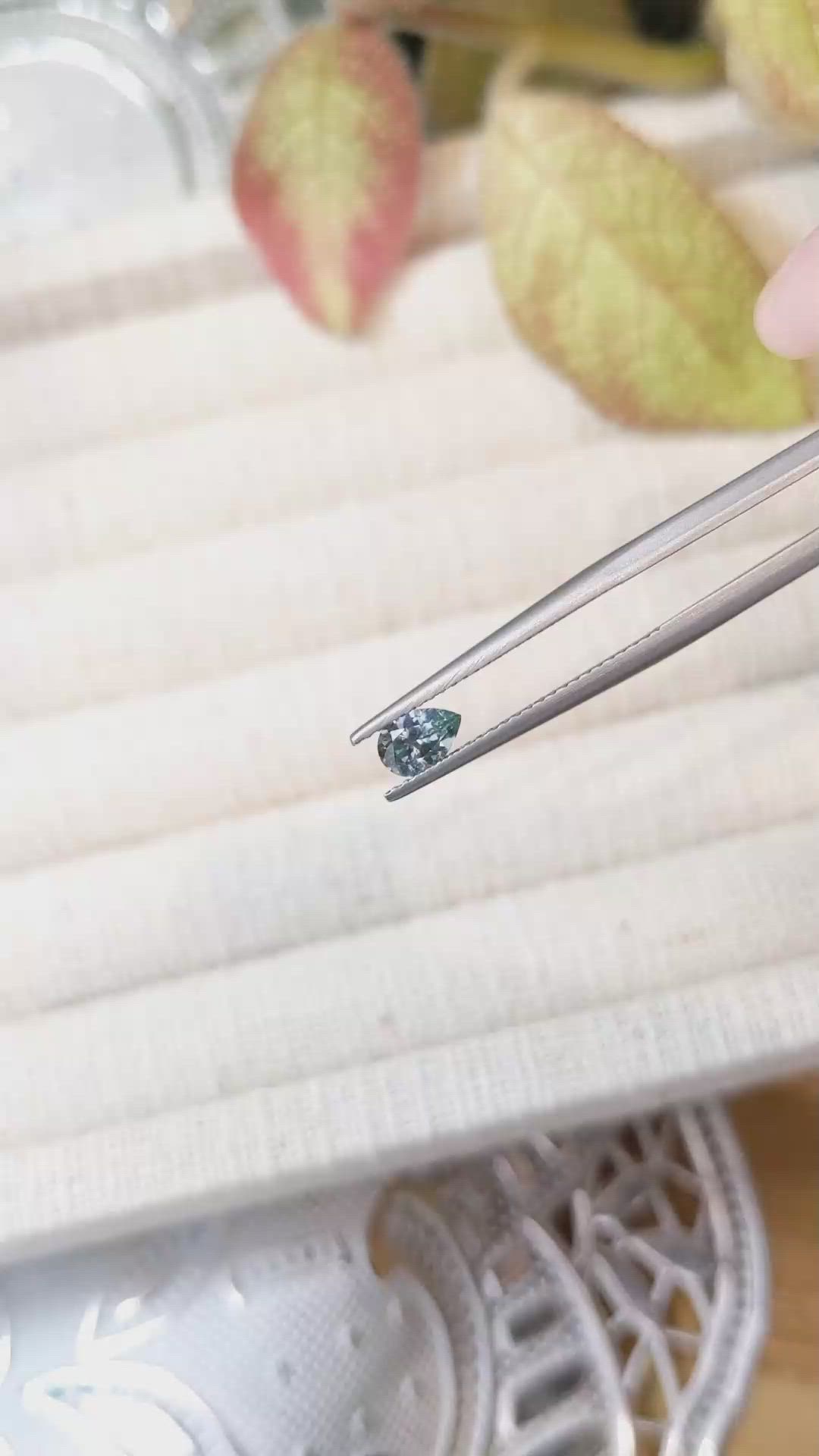 0.49 Ct. Bluish Green Sapphire from Montana Size Video