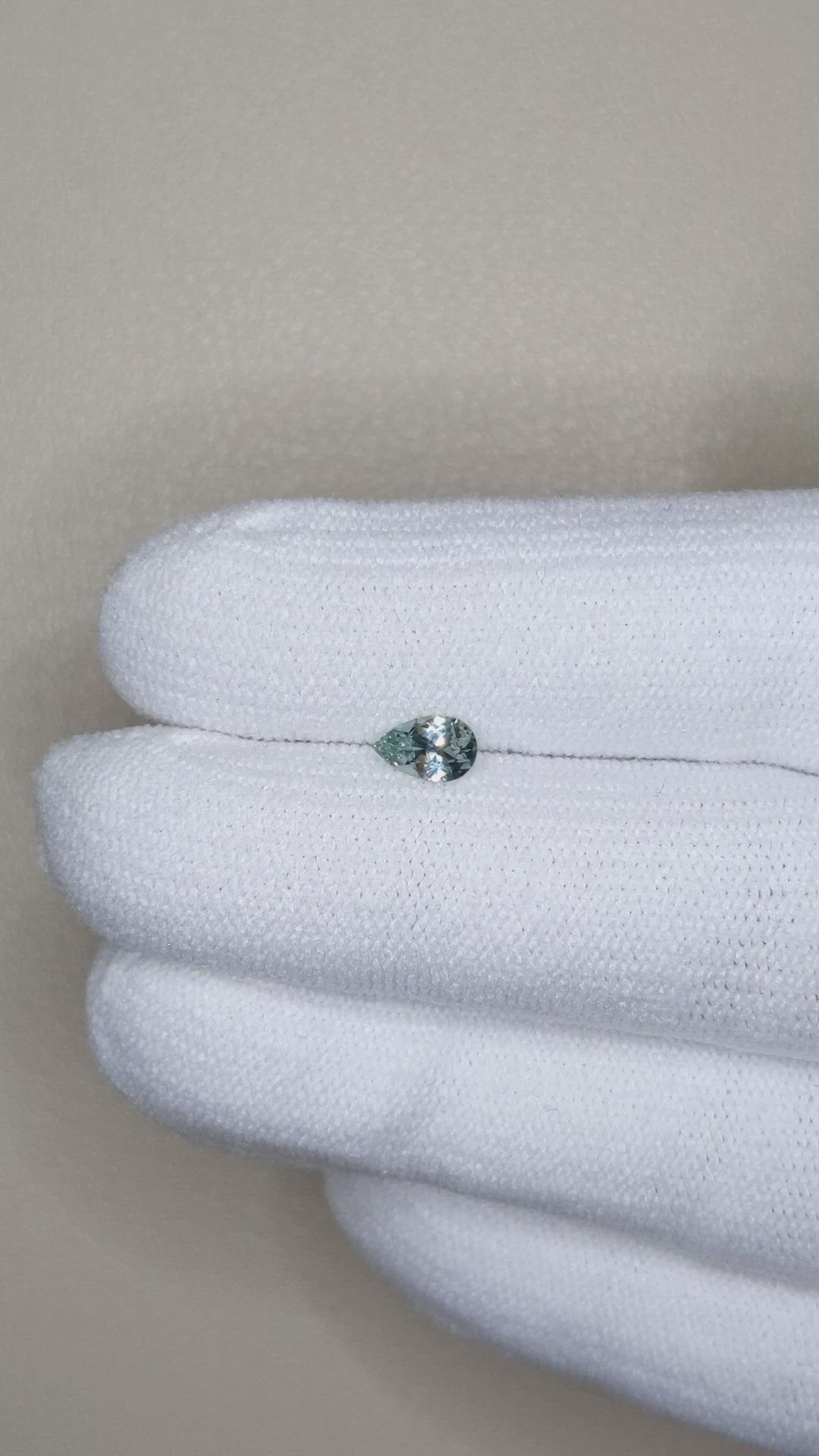 0.34 Ct. Bluish Green Sapphire from Montana Size Video