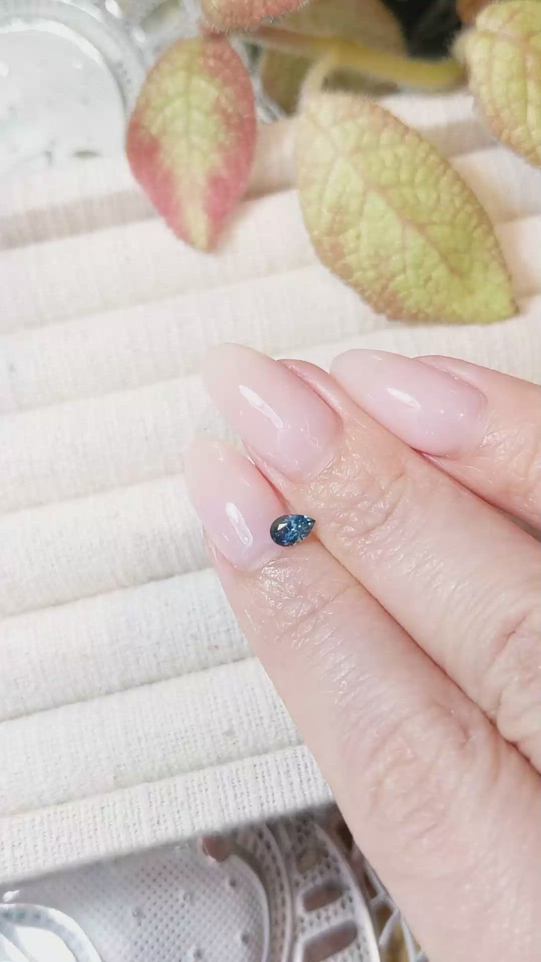 0.34 Ct. Greenish Blue Sapphire from Montana Size Video