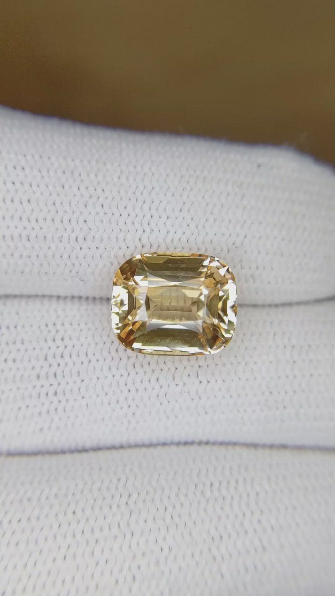 6.56 Ct. Orangish Yellow Sapphire from Ceylon (Sri Lanka) Size Video