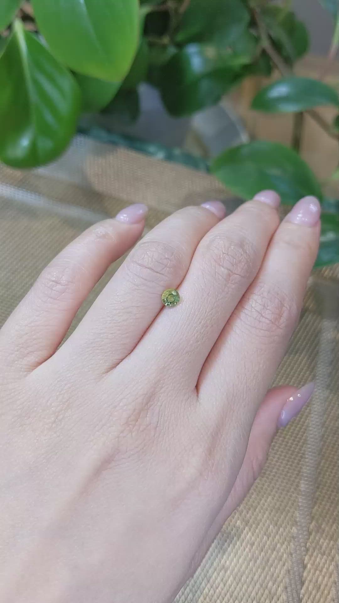 0.51 Ct. Greenish Yellow Sapphire from Madagascar Size Video