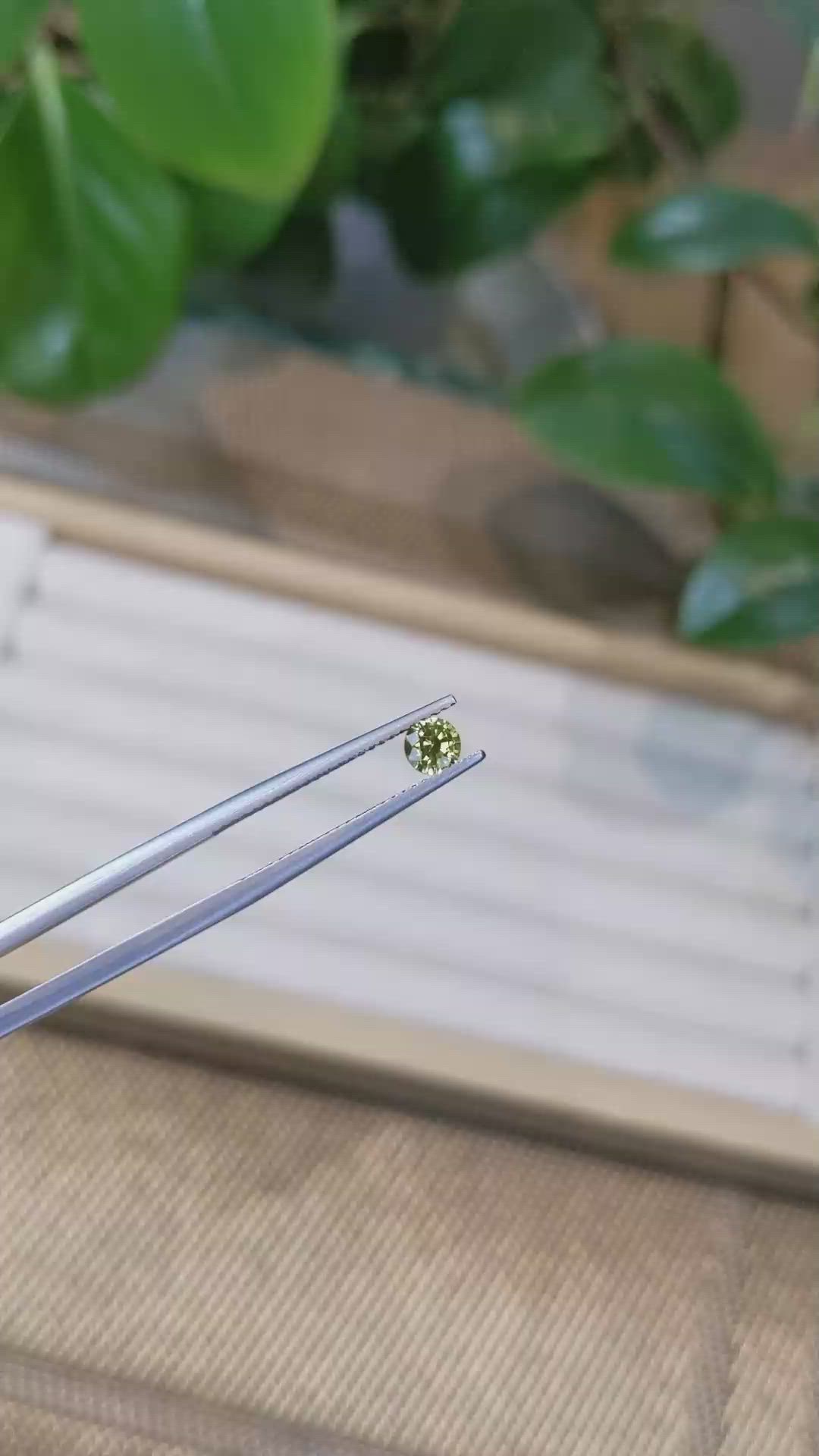 0.41 Ct. Greenish Yellow Sapphire from Madagascar Size Video