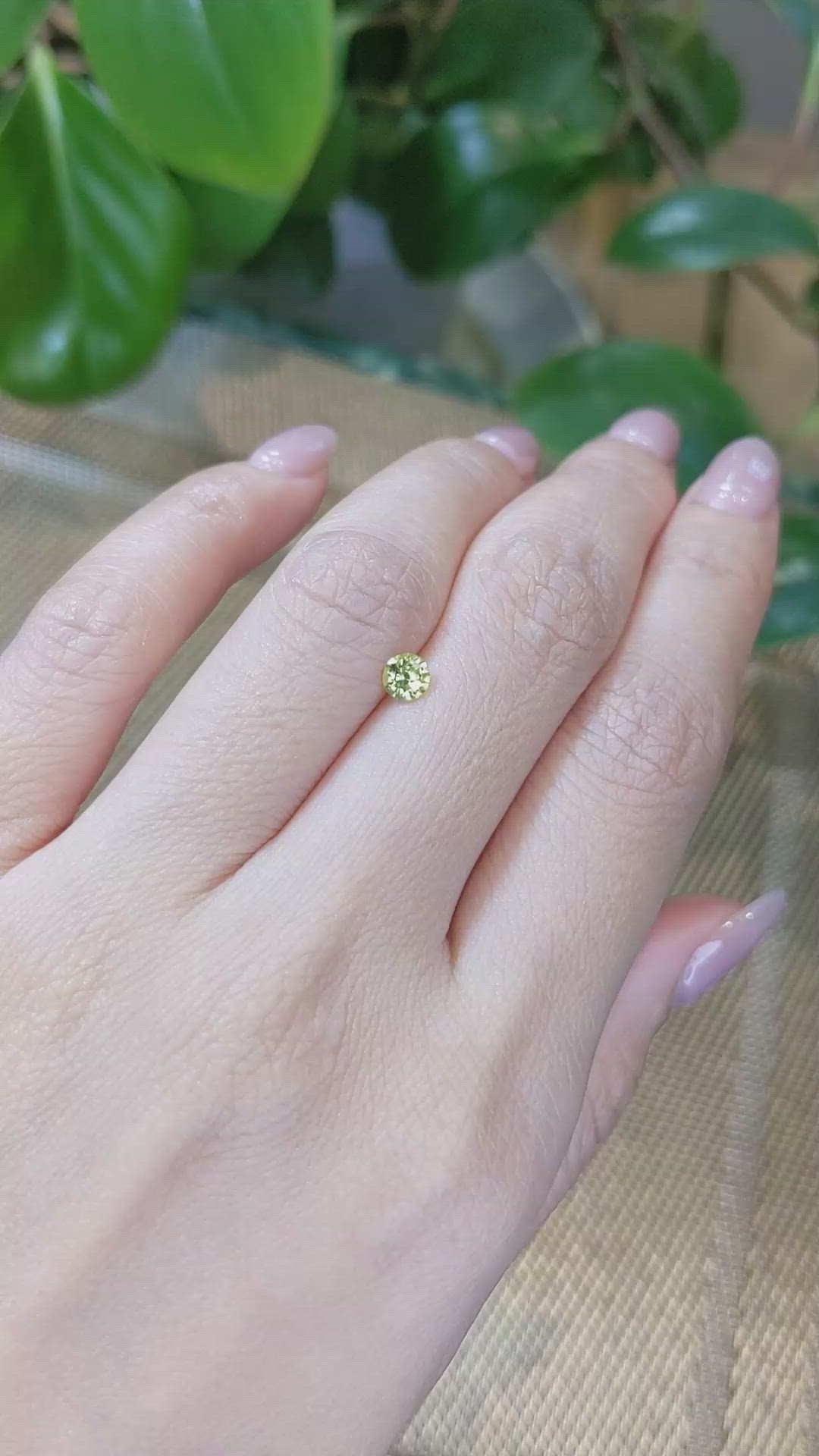 0.41 Ct. Greenish Yellow Sapphire from Madagascar Size Video