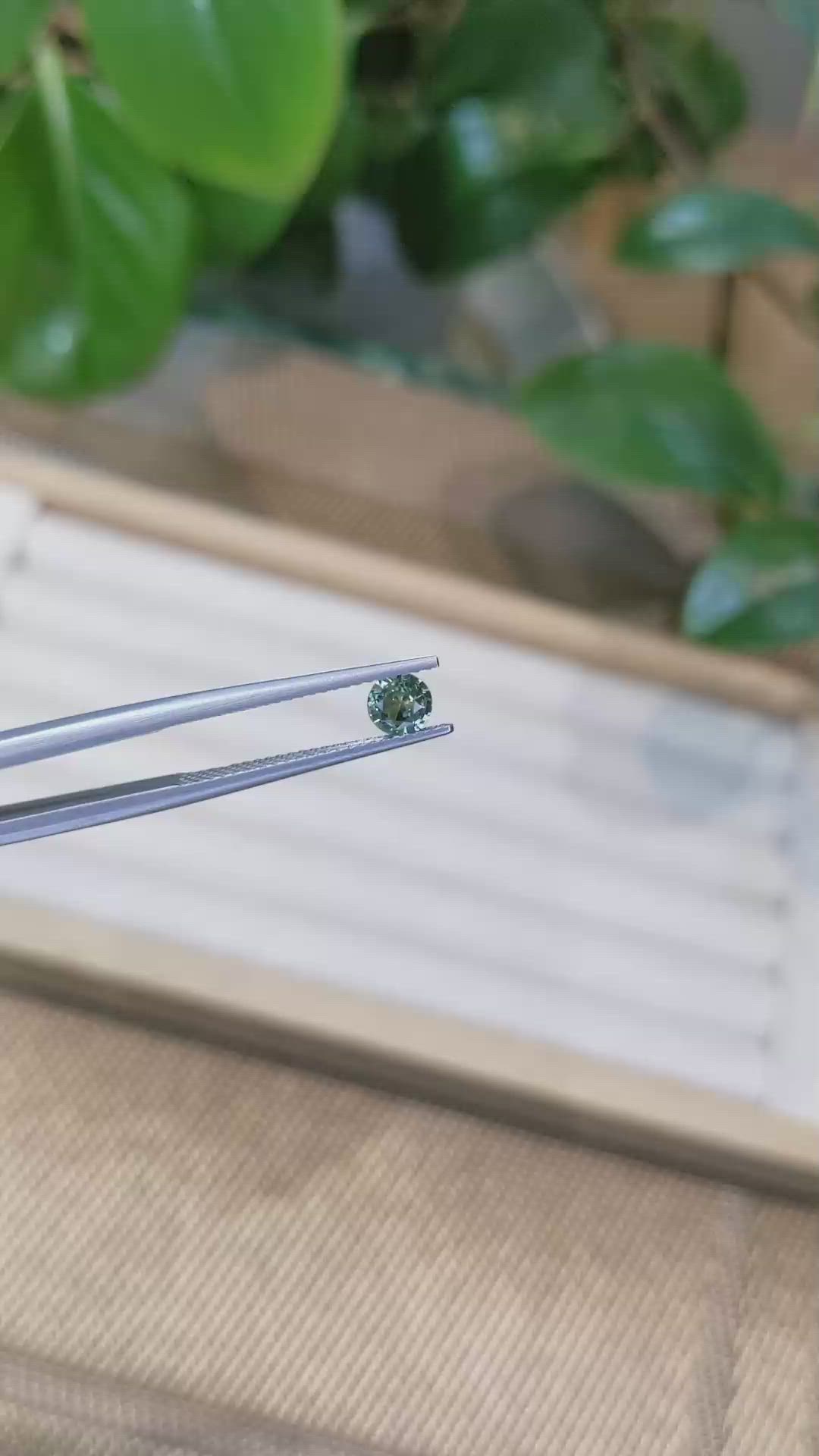 0.45 Ct. Bluish Green Sapphire from Madagascar Size Video