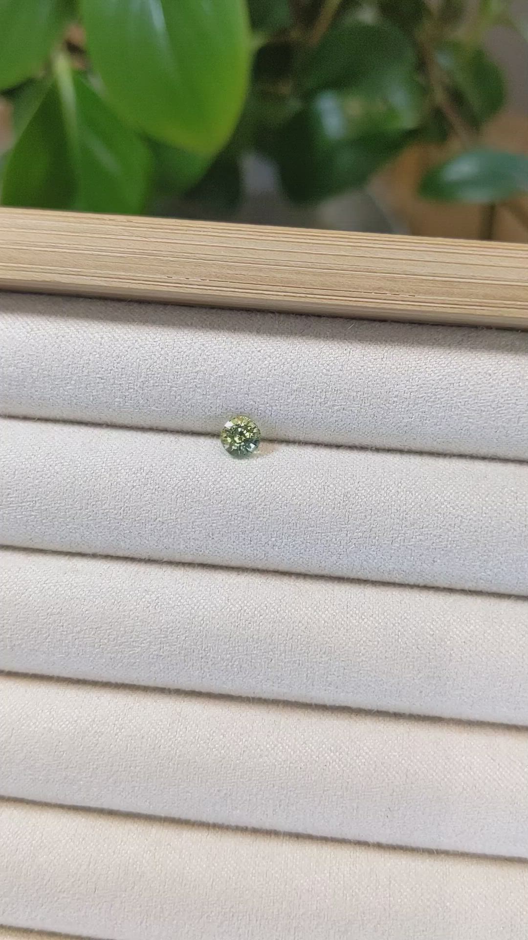 0.67 Ct. Yellowish Green Sapphire from Madagascar Size Video