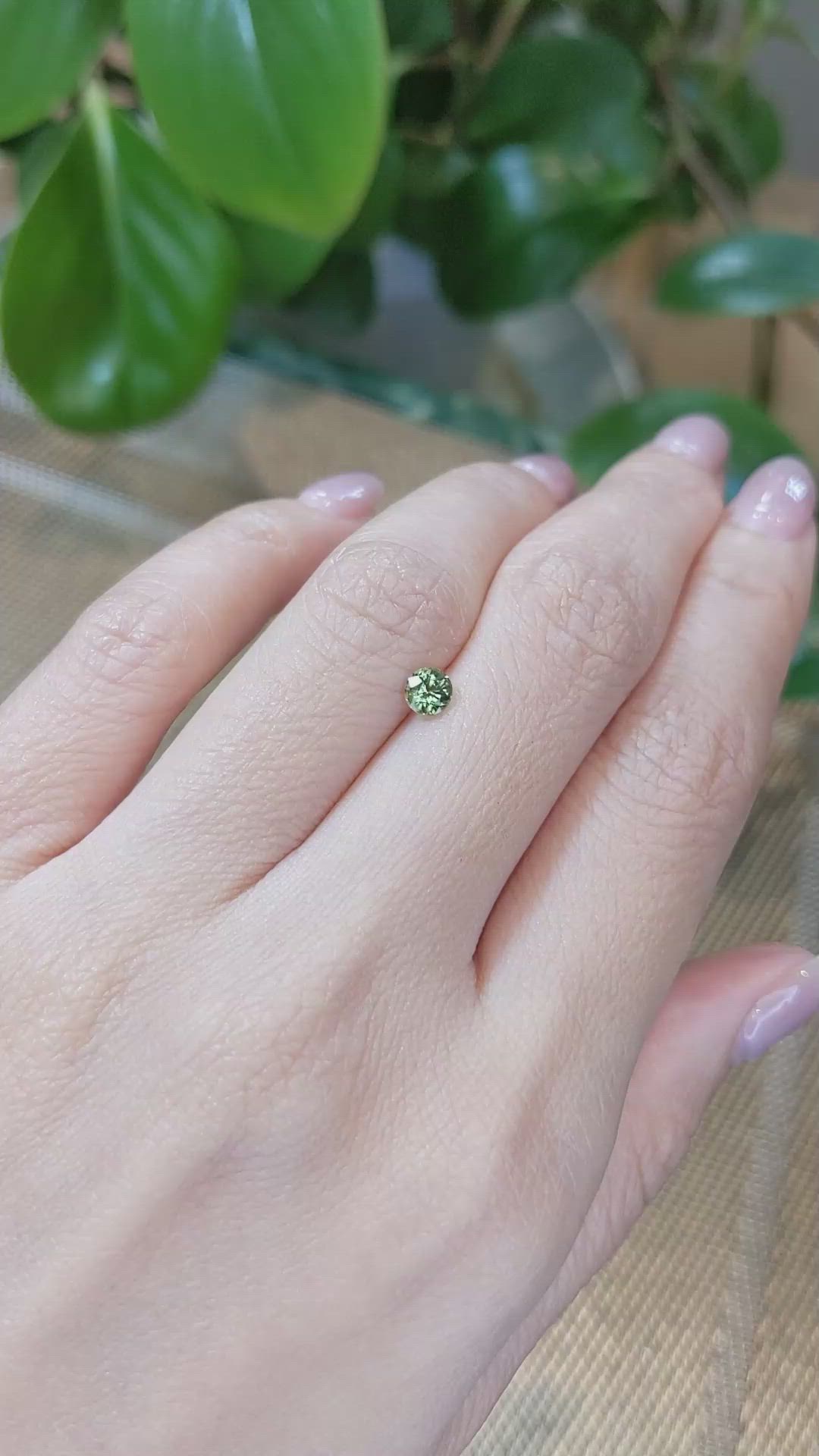 0.42 Ct. Yellowish Green Sapphire from Madagascar Size Video