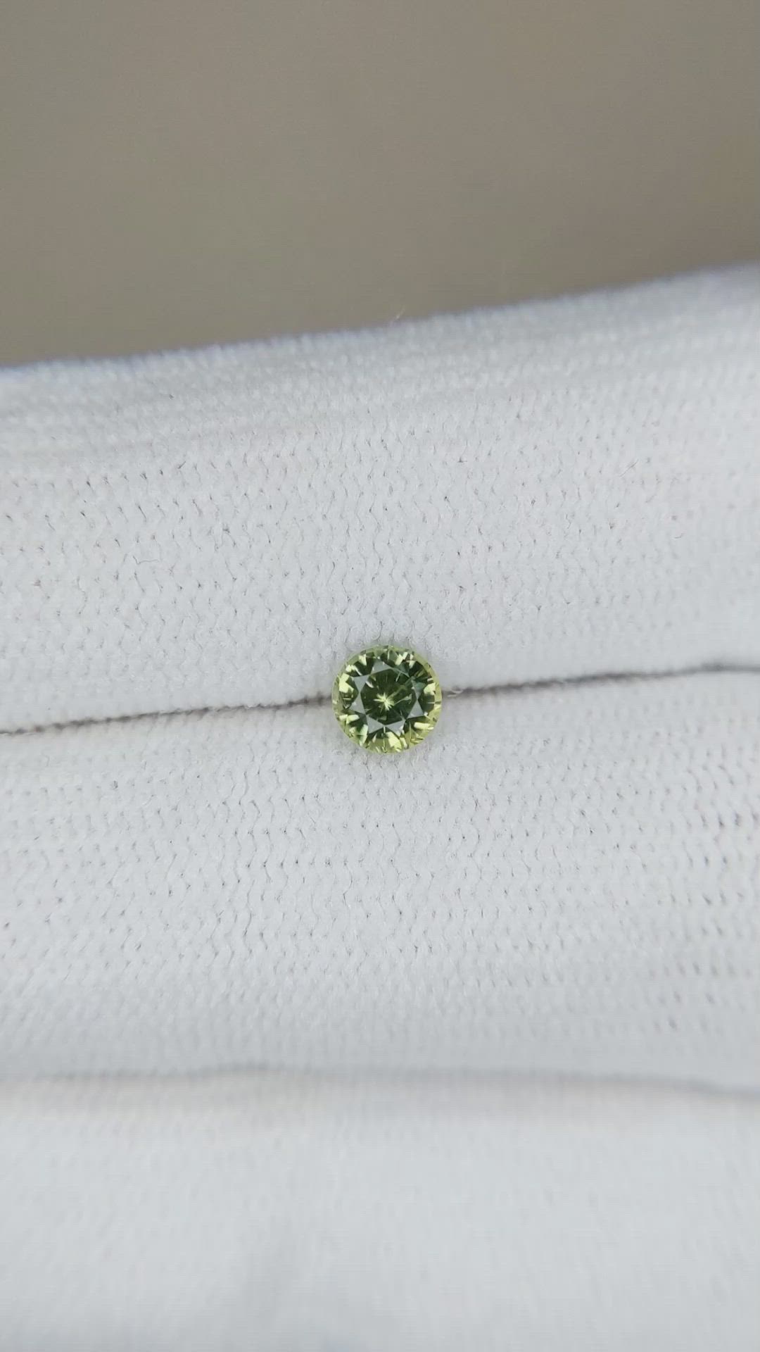 0.42 Ct. Yellowish Green Sapphire from Madagascar Size Video