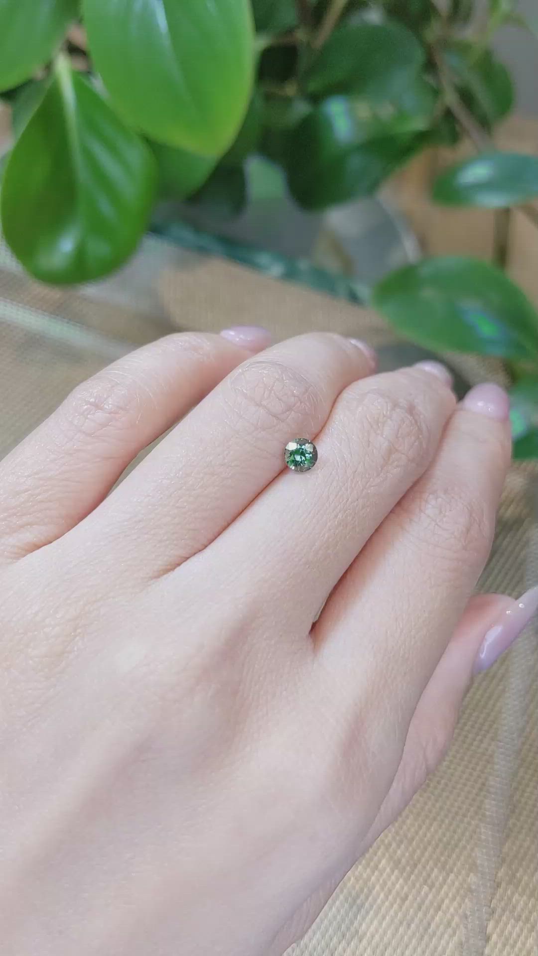 0.62 Ct. Bluish Green Sapphire from Madagascar Size Video