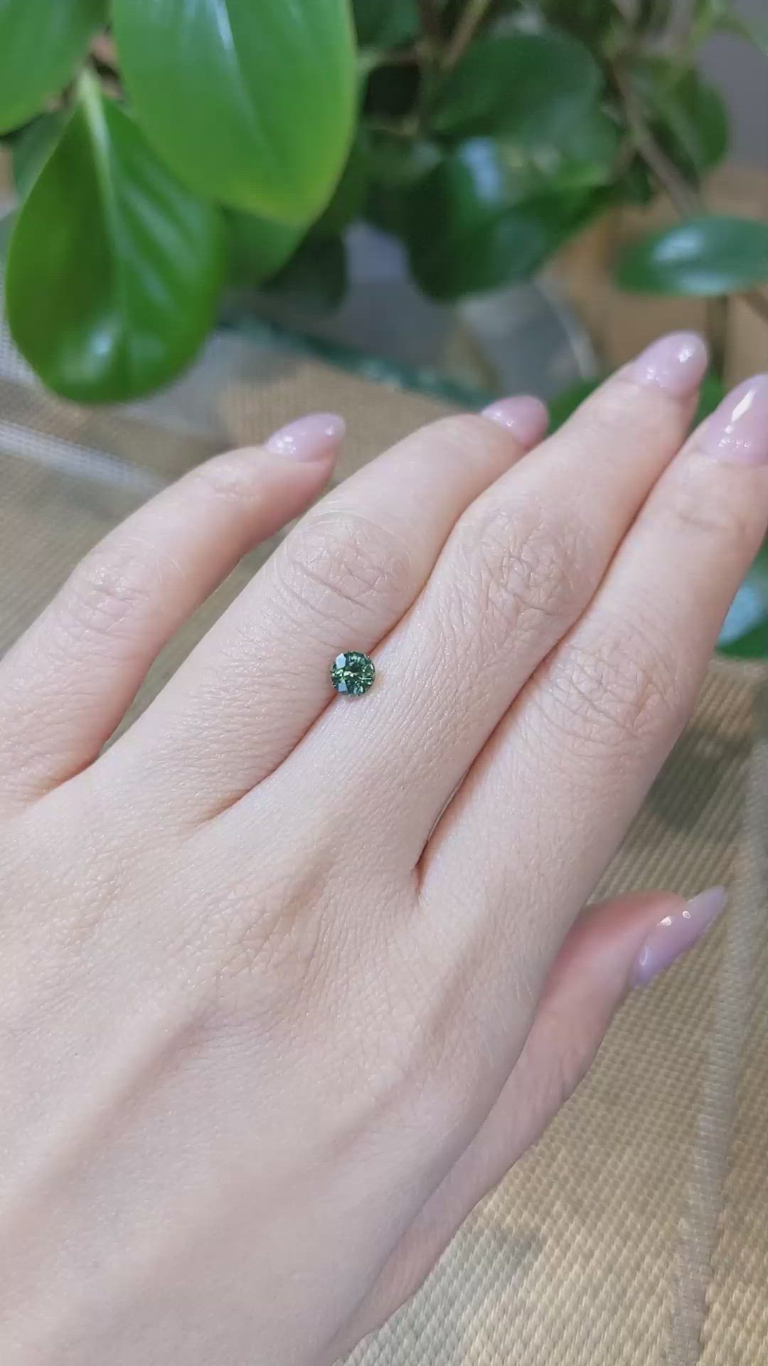 0.55 Ct. Bluish Green Sapphire from Madagascar Size Video