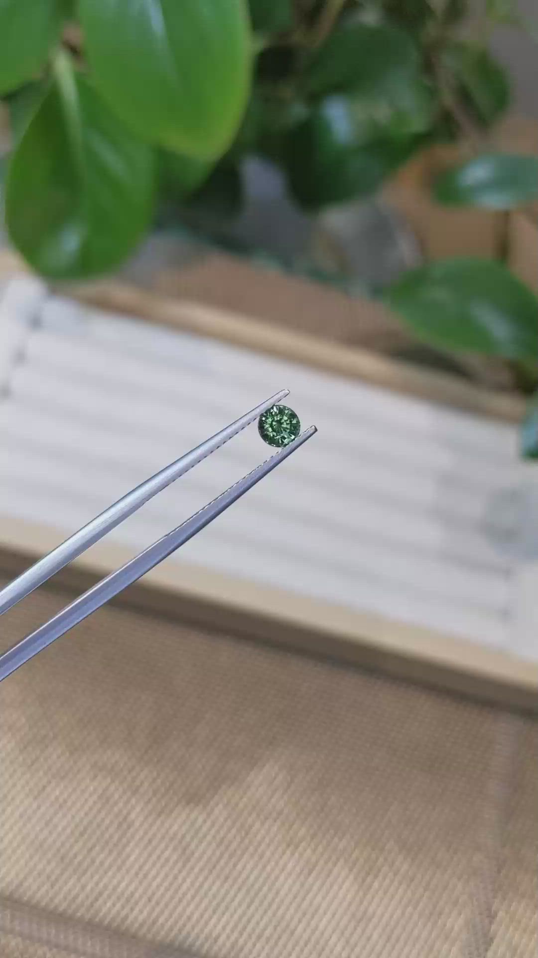 0.63 Ct. Bluish Green Sapphire from Madagascar Size Video