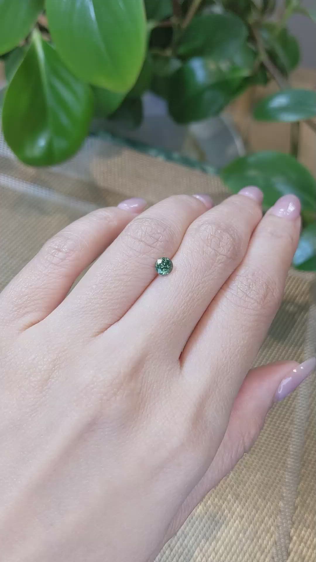 0.63 Ct. Bluish Green Sapphire from Madagascar Size Video