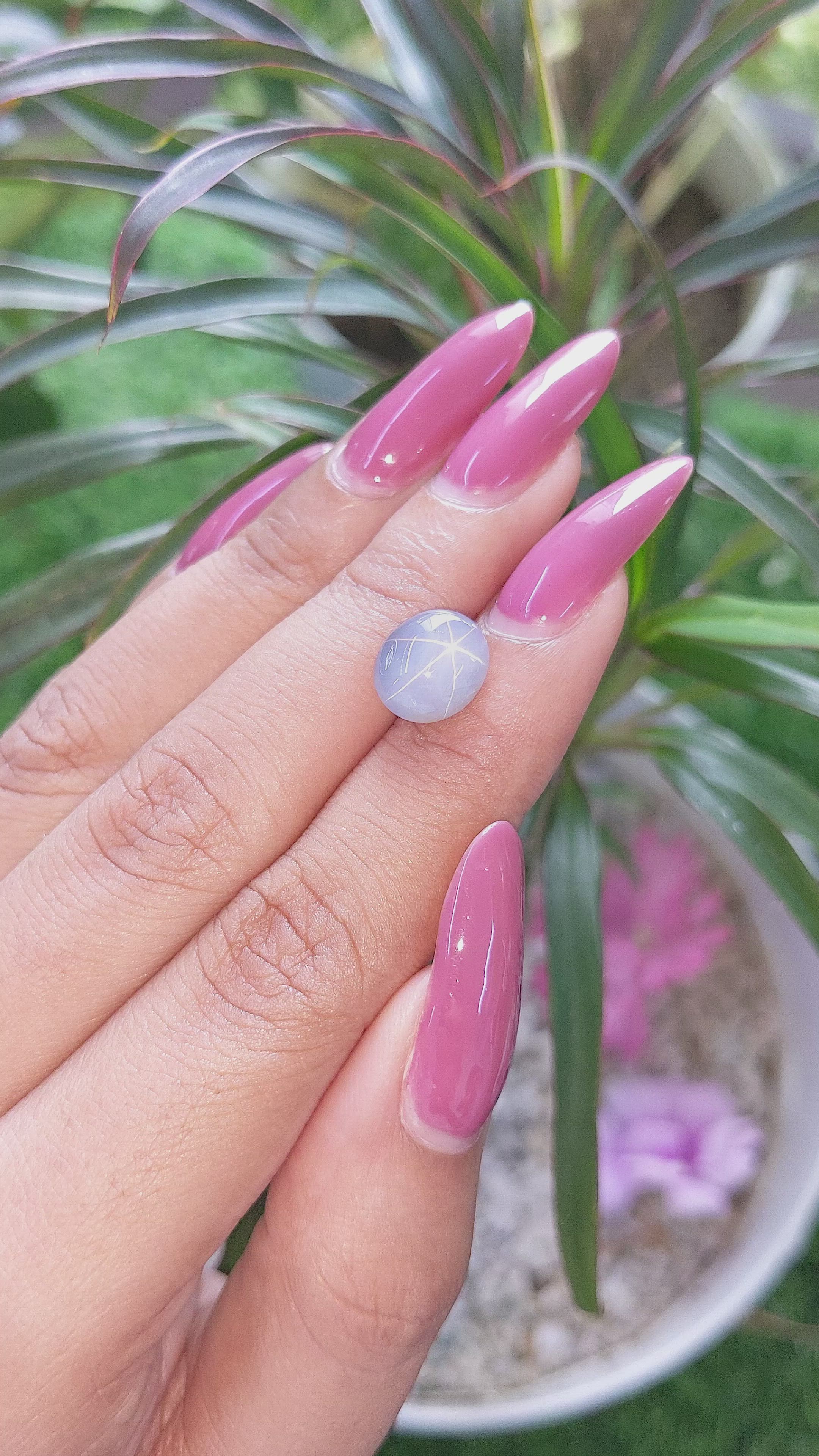 5.21 Ct. Greyish Blue Star Sapphire from Ceylon (Sri Lanka) Size Video