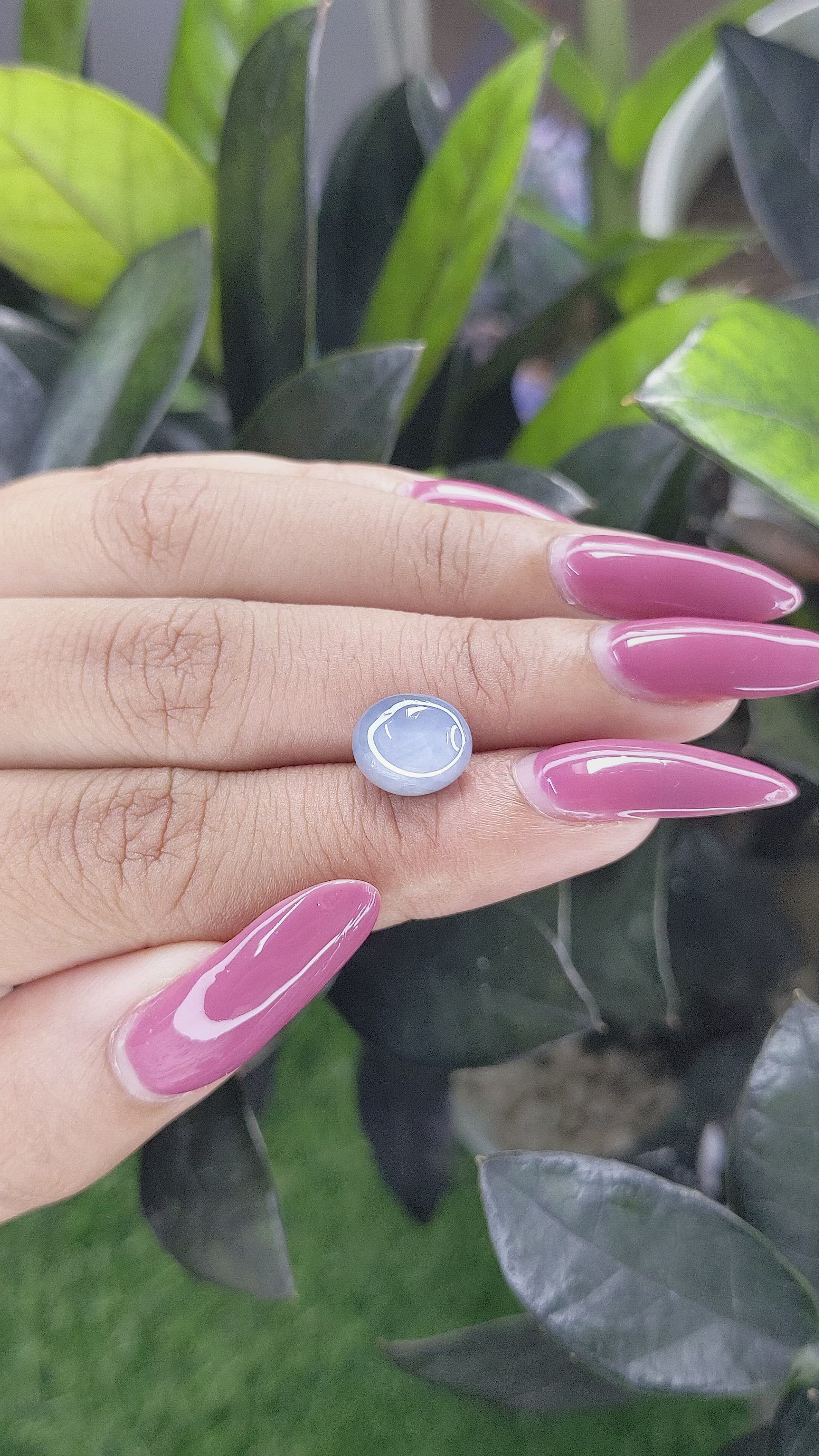 5.21 Ct. Greyish Blue Star Sapphire from Ceylon (Sri Lanka) Size Video