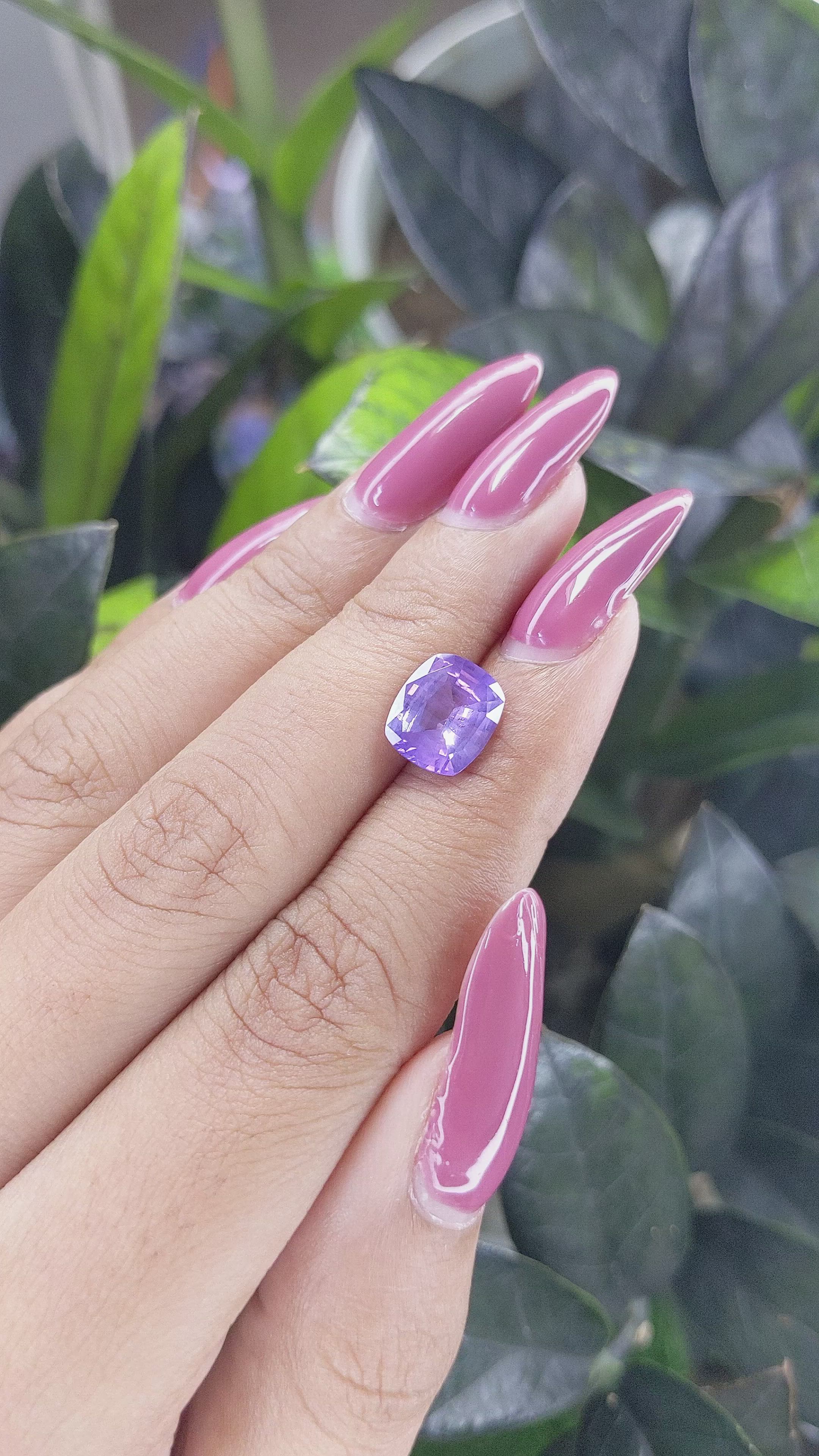 2.95 Ct. Bluish Purple Sapphire from Ceylon (Sri Lanka) Size Video