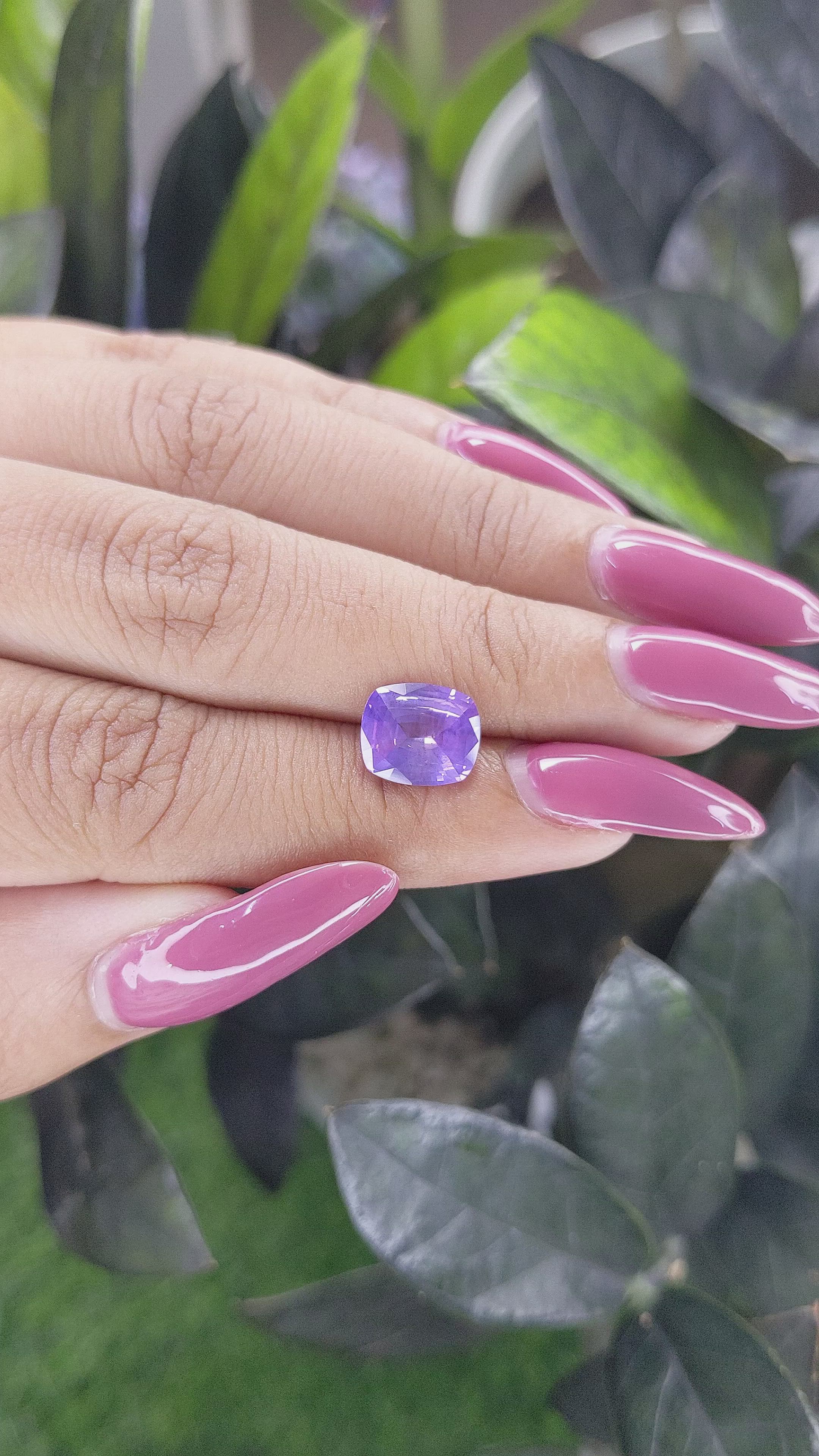 2.95 Ct. Bluish Purple Sapphire from Ceylon (Sri Lanka) Size Video