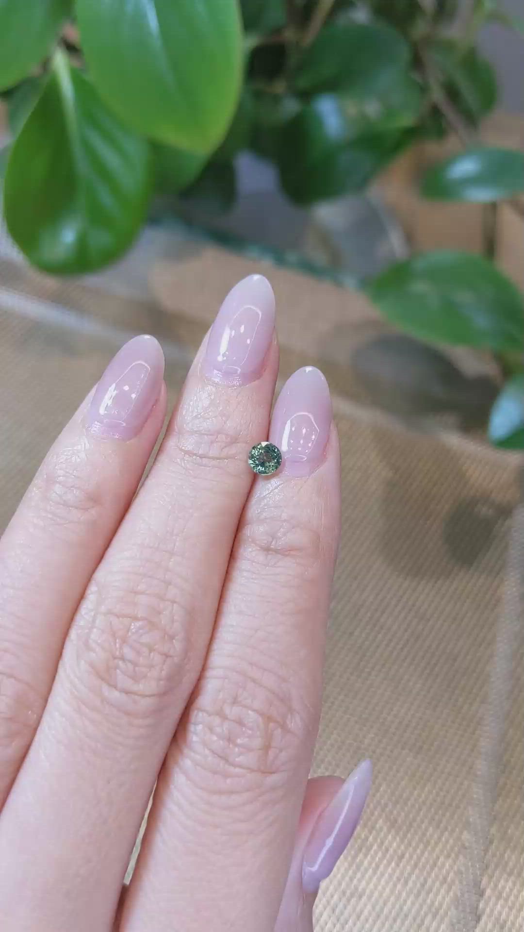 0.52 Ct. Bluish Green Sapphire from Madagascar Size Video