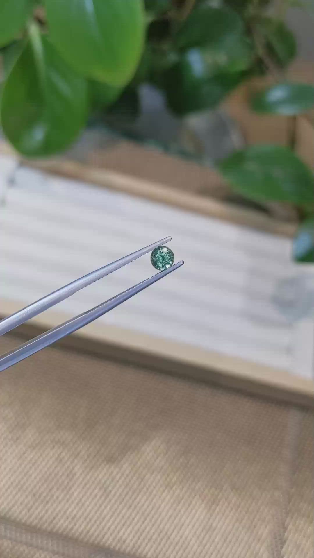 0.59 Ct. Bluish Green Sapphire from Madagascar Size Video