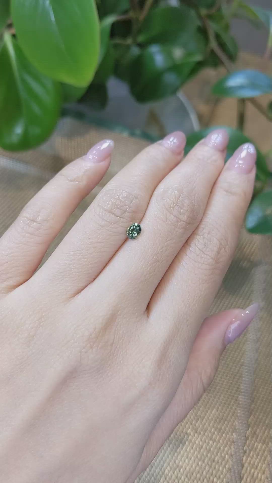 0.55 Ct. Bluish Green Sapphire from Madagascar Size Video