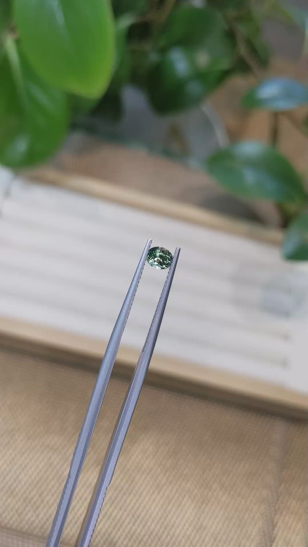 0.55 Ct. Bluish Green Sapphire from Madagascar Size Video