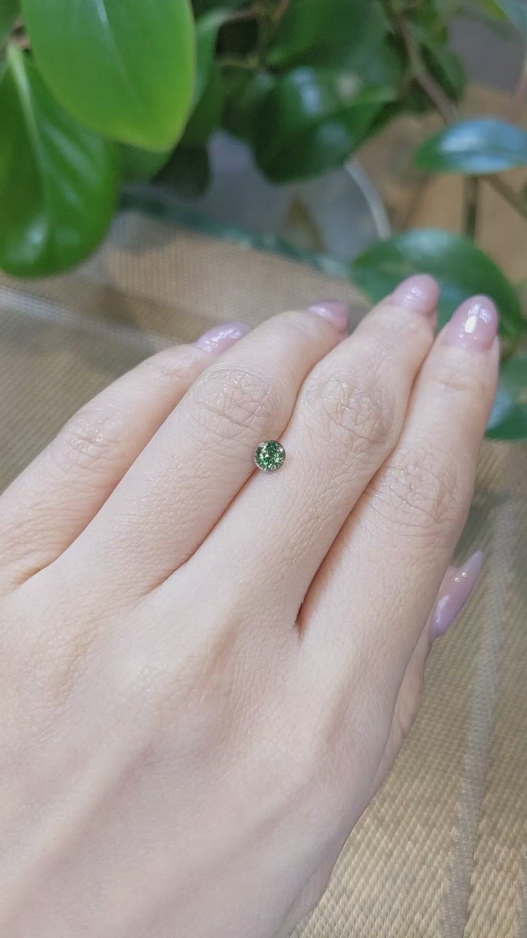 0.56 Ct. Bluish Green Sapphire from Madagascar Size Video