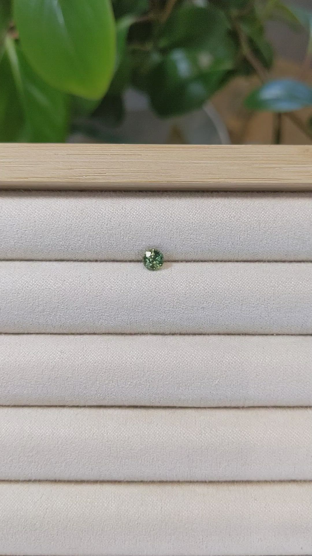 0.56 Ct. Bluish Green Sapphire from Madagascar Size Video