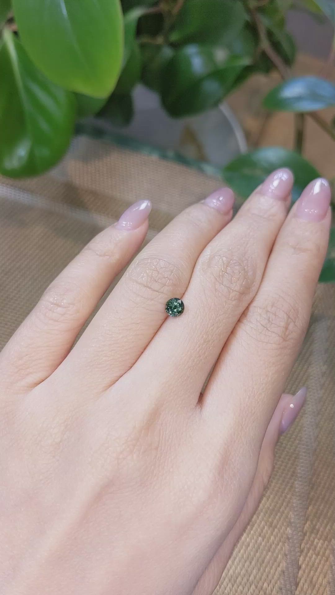 0.60 Ct. Bluish Green Sapphire from Madagascar Size Video