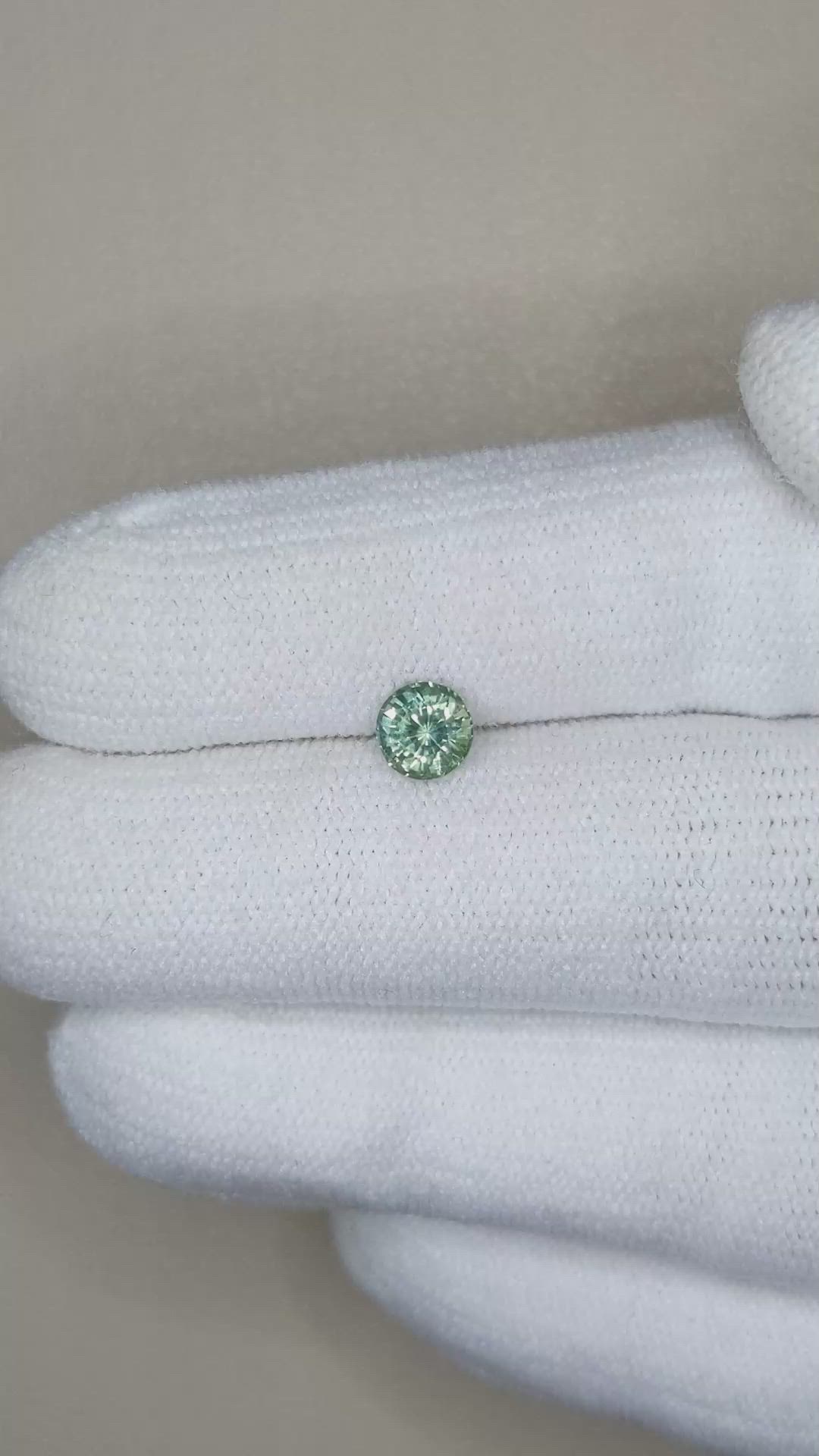 0.76 Ct. Bluish Green Sapphire from Madagascar Size Video