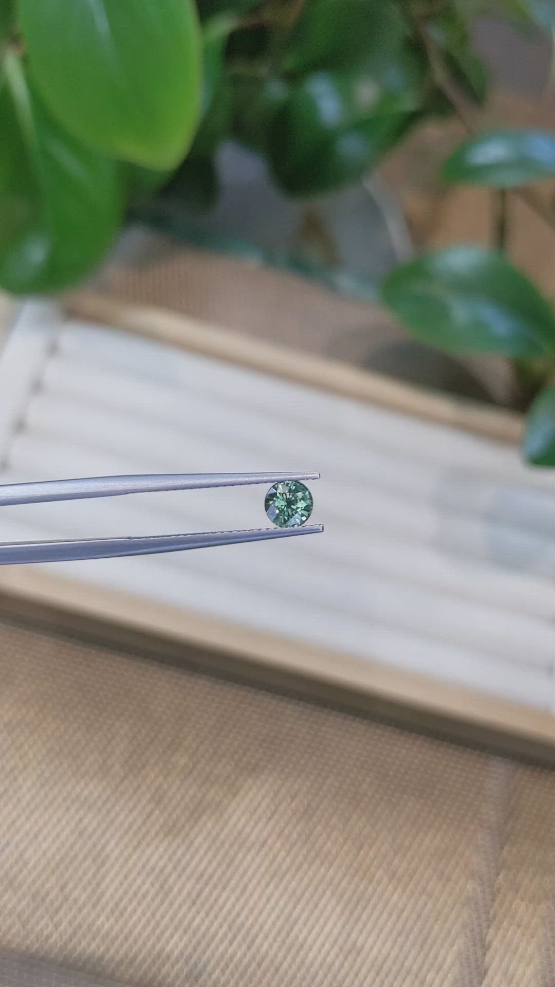 0.76 Ct. Bluish Green Sapphire from Madagascar Size Video