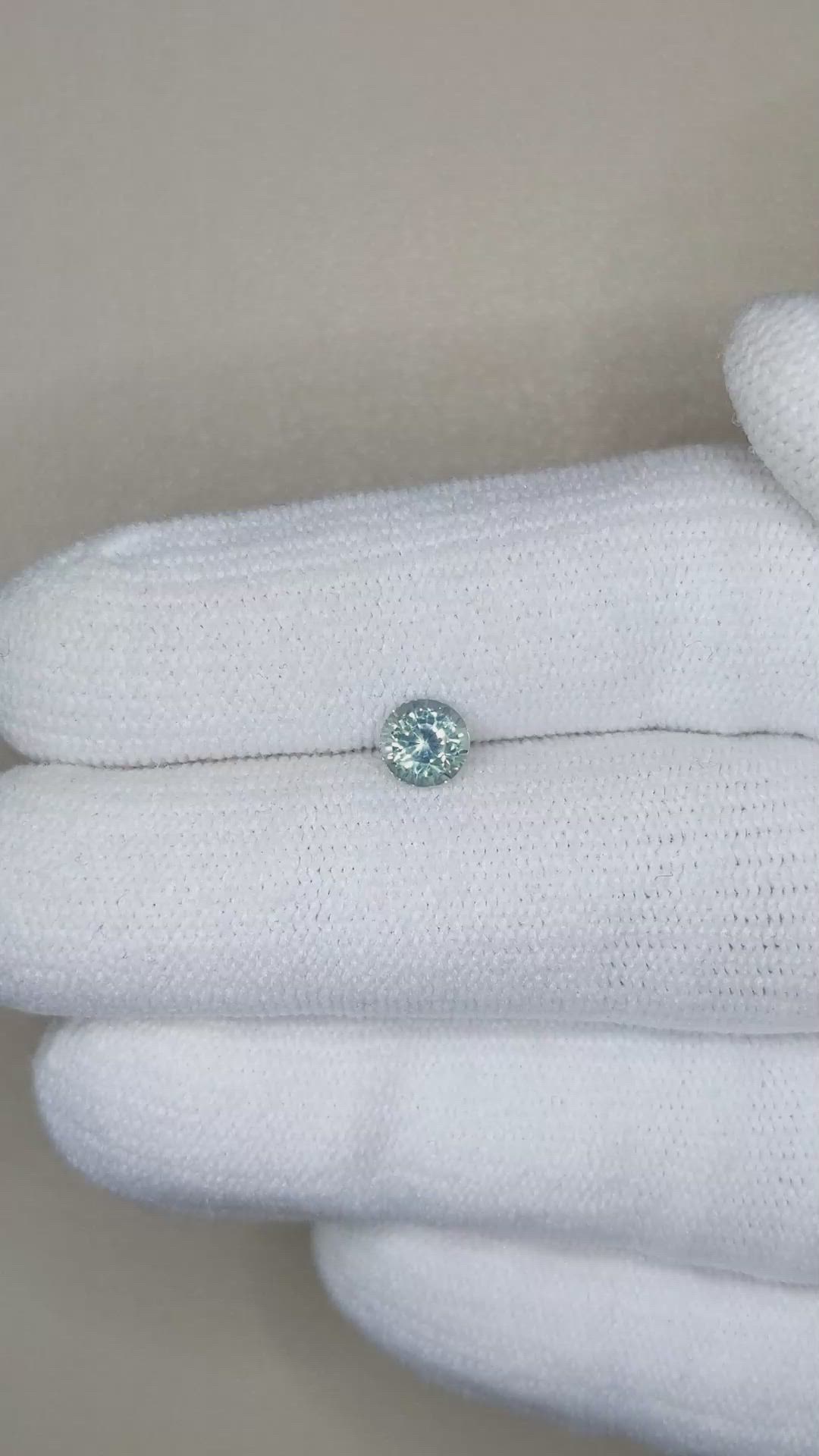 0.67 Ct. Greenish Blue Sapphire from Madagascar Size Video