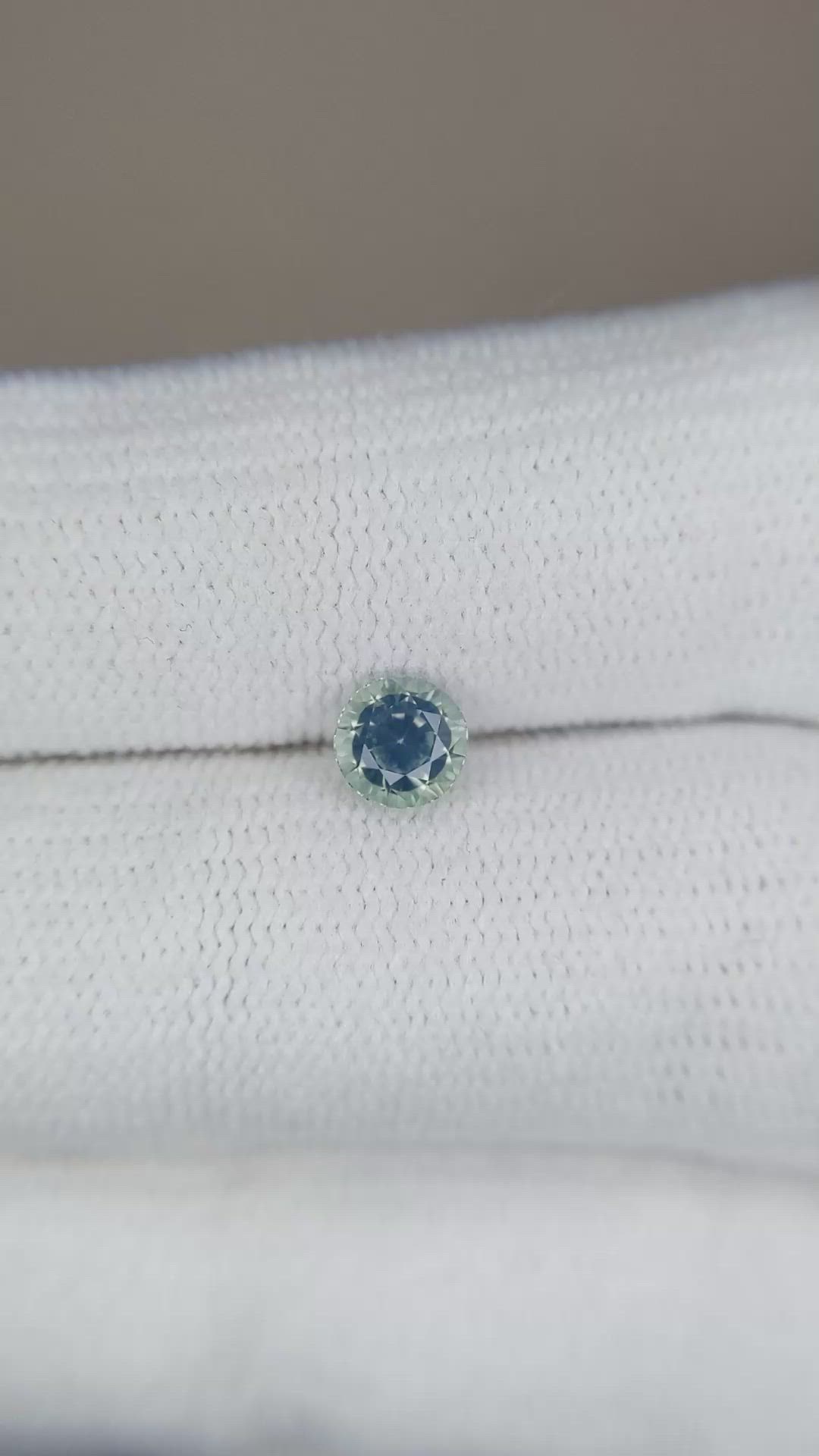 0.67 Ct. Greenish Blue Sapphire from Madagascar Size Video
