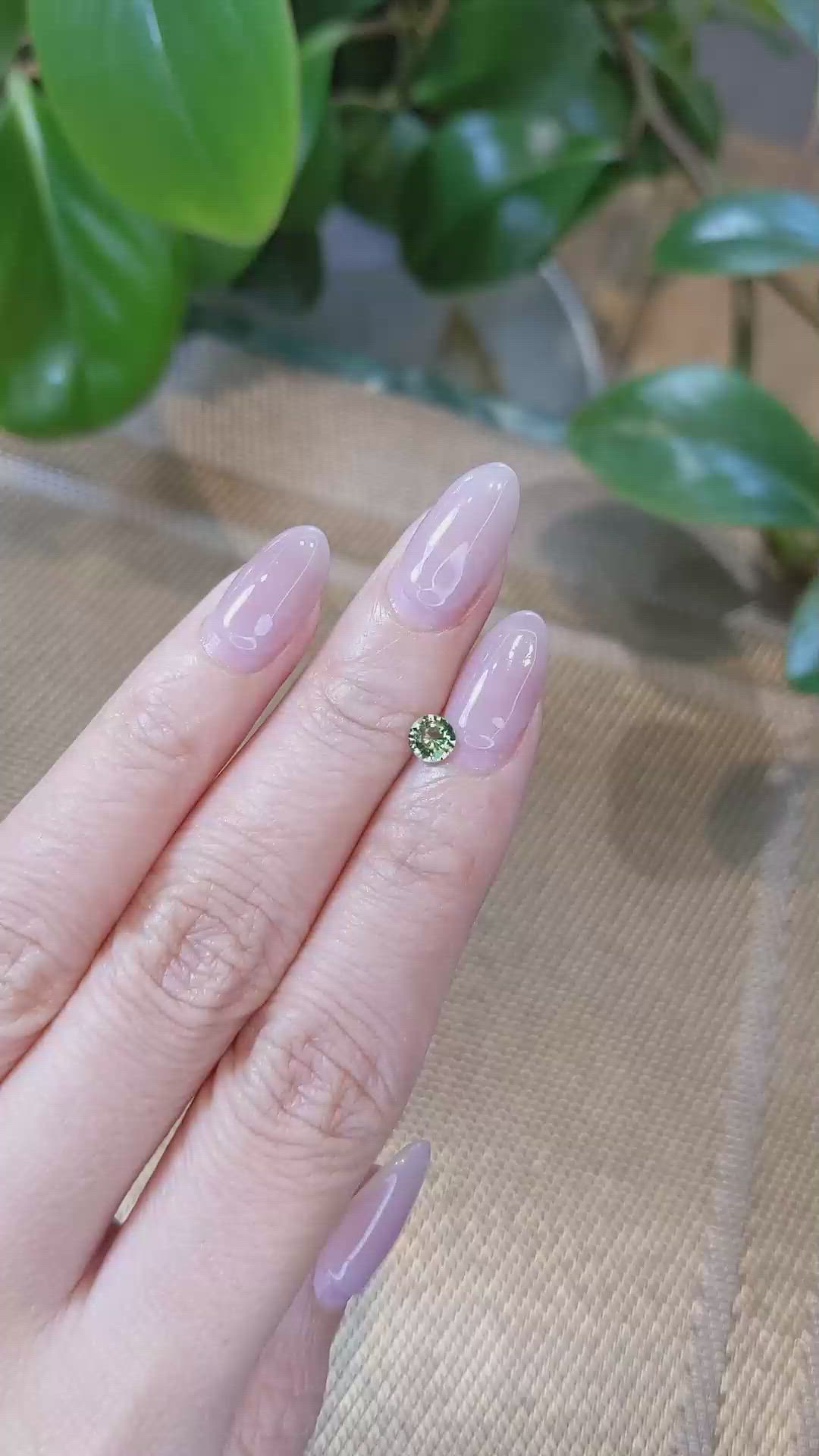 0.47 Ct. Yellowish Green Sapphire from Madagascar Size Video