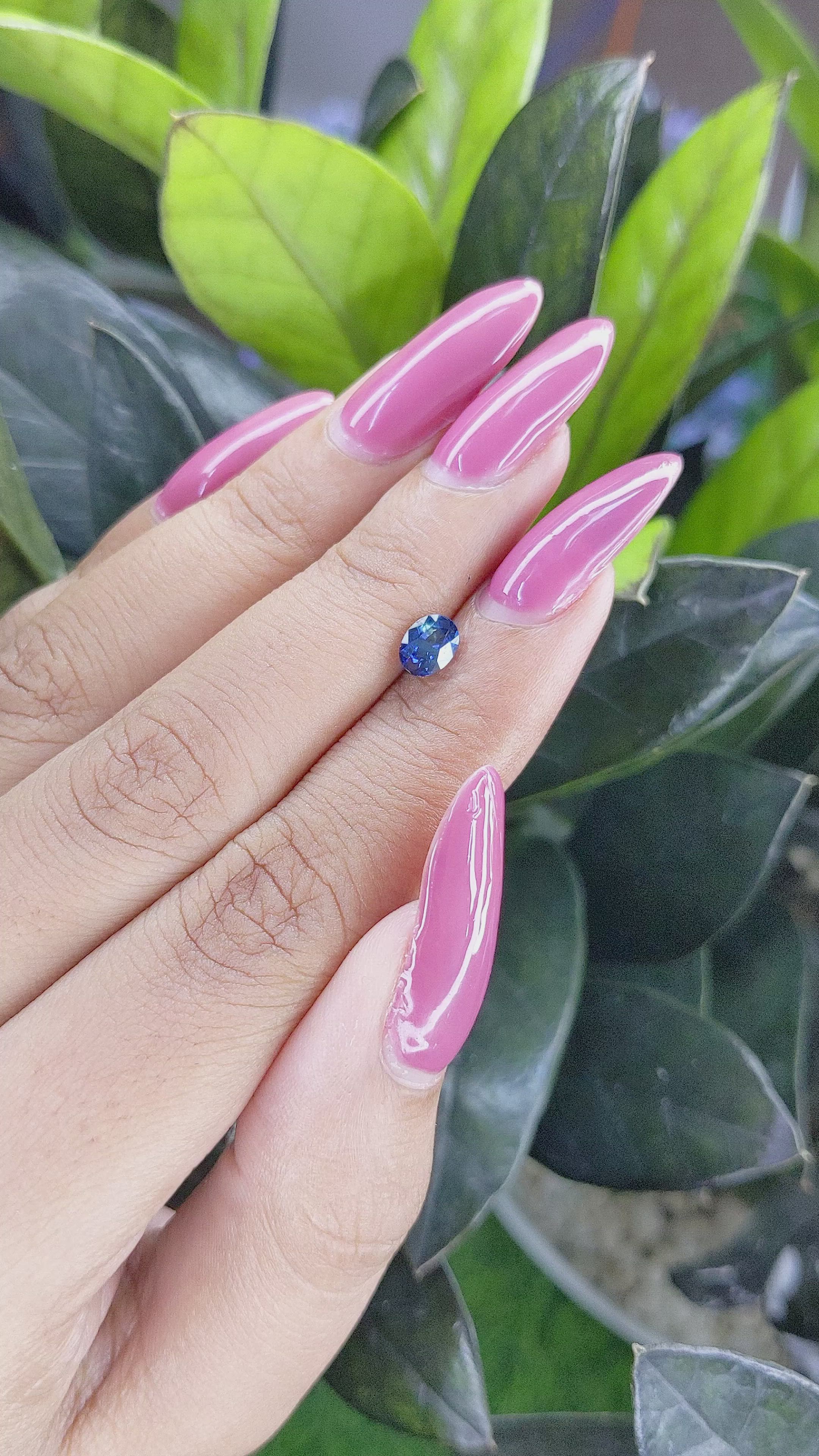 0.66 Ct. Greenish Blue Sapphire from Ceylon (Sri Lanka) Size Video