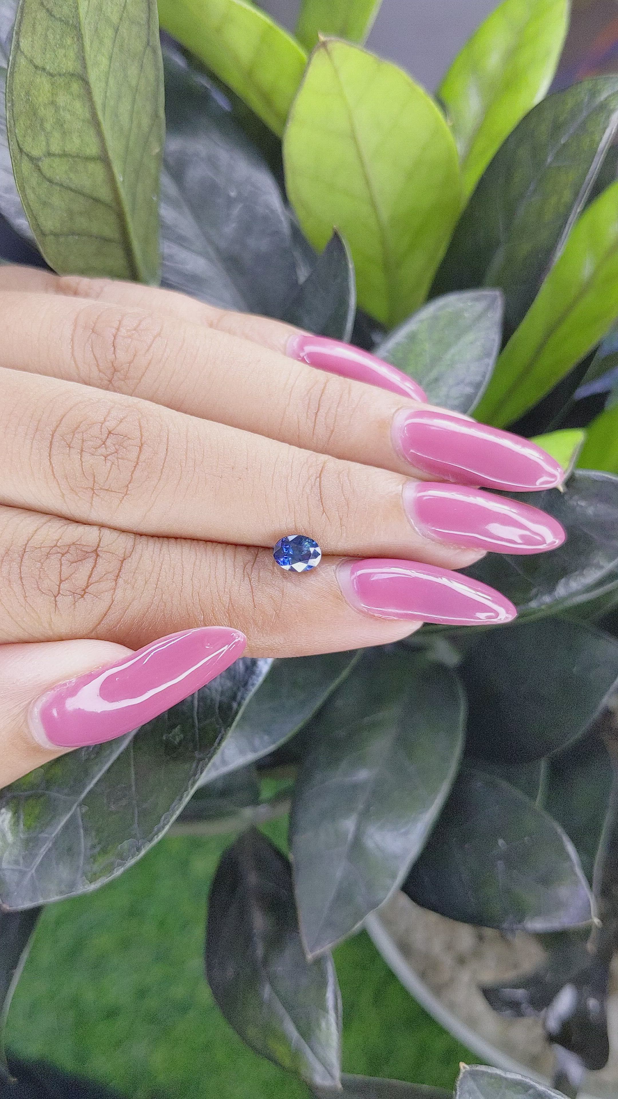 0.66 Ct. Greenish Blue Sapphire from Ceylon (Sri Lanka) Size Video