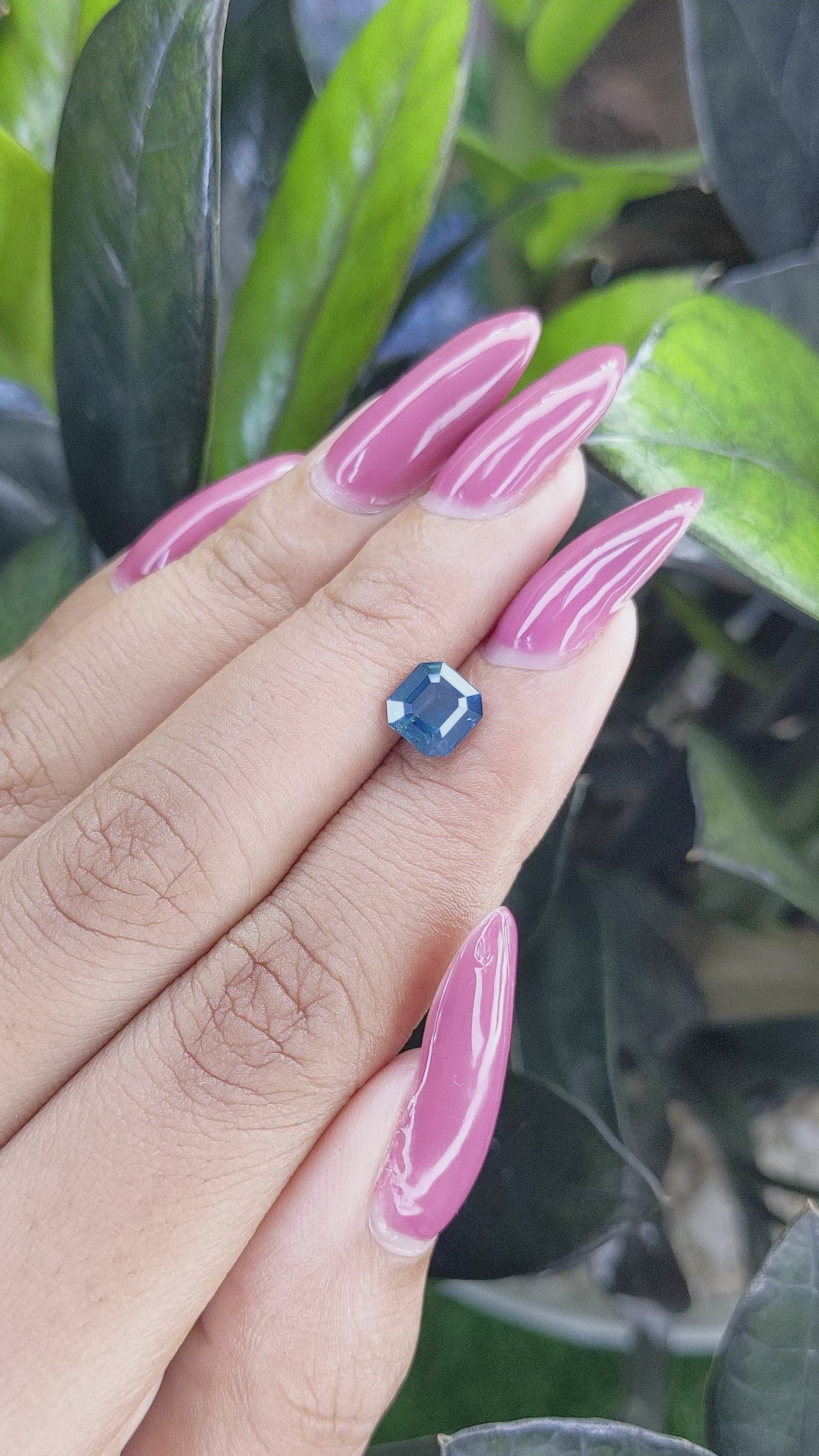 1.54 Ct. Greenish Blue Sapphire from Madagascar Size Video