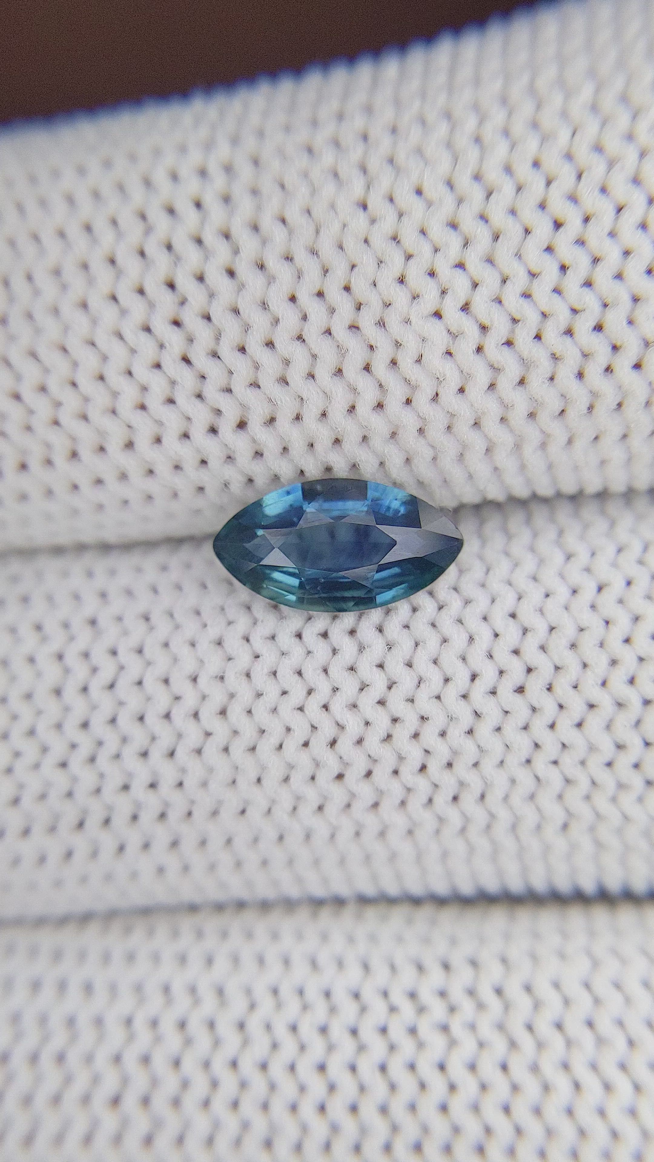 1.25 Ct. Greenish Blue Sapphire from Madagascar Size Video