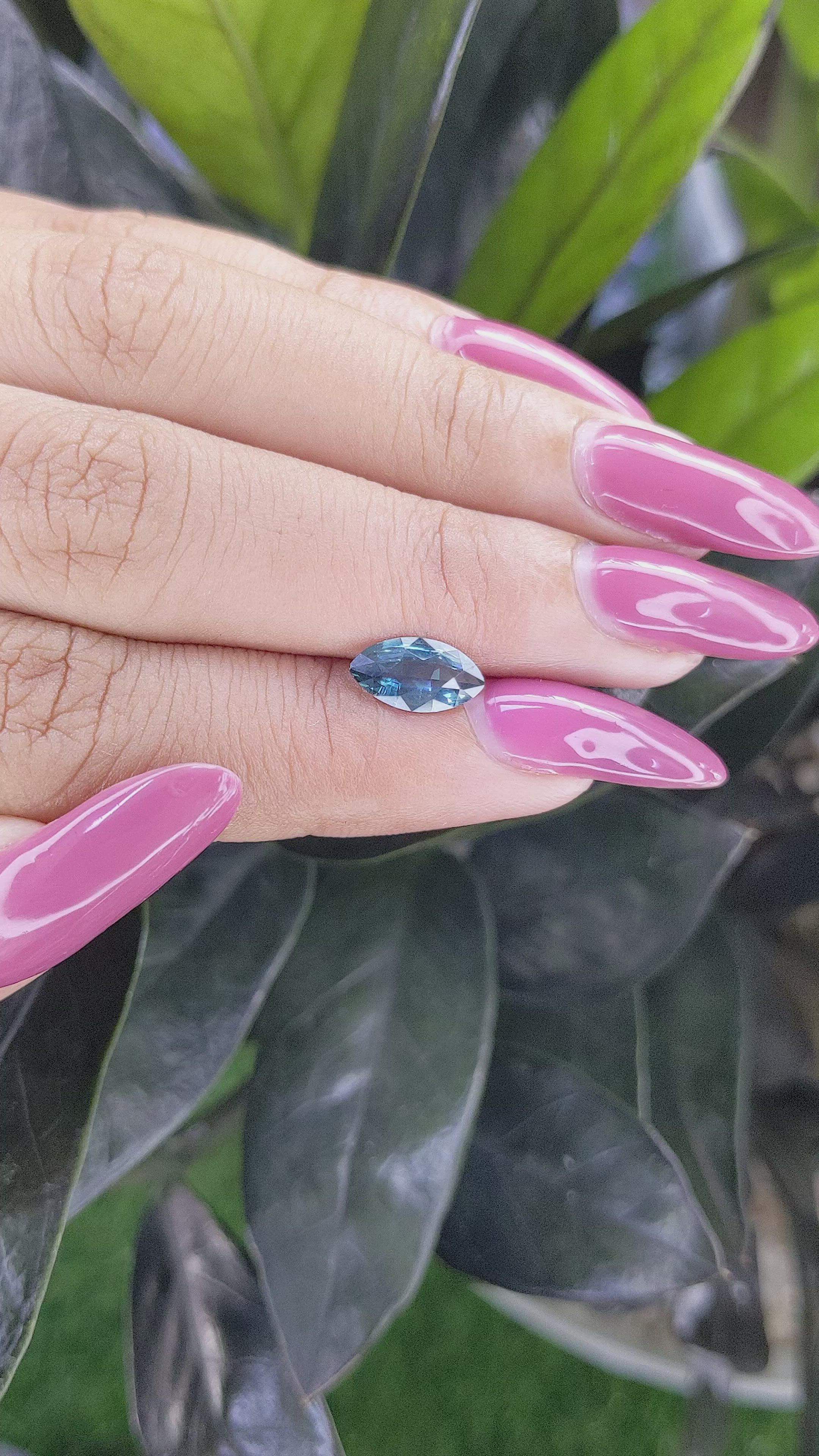 1.25 Ct. Greenish Blue Sapphire from Madagascar Size Video