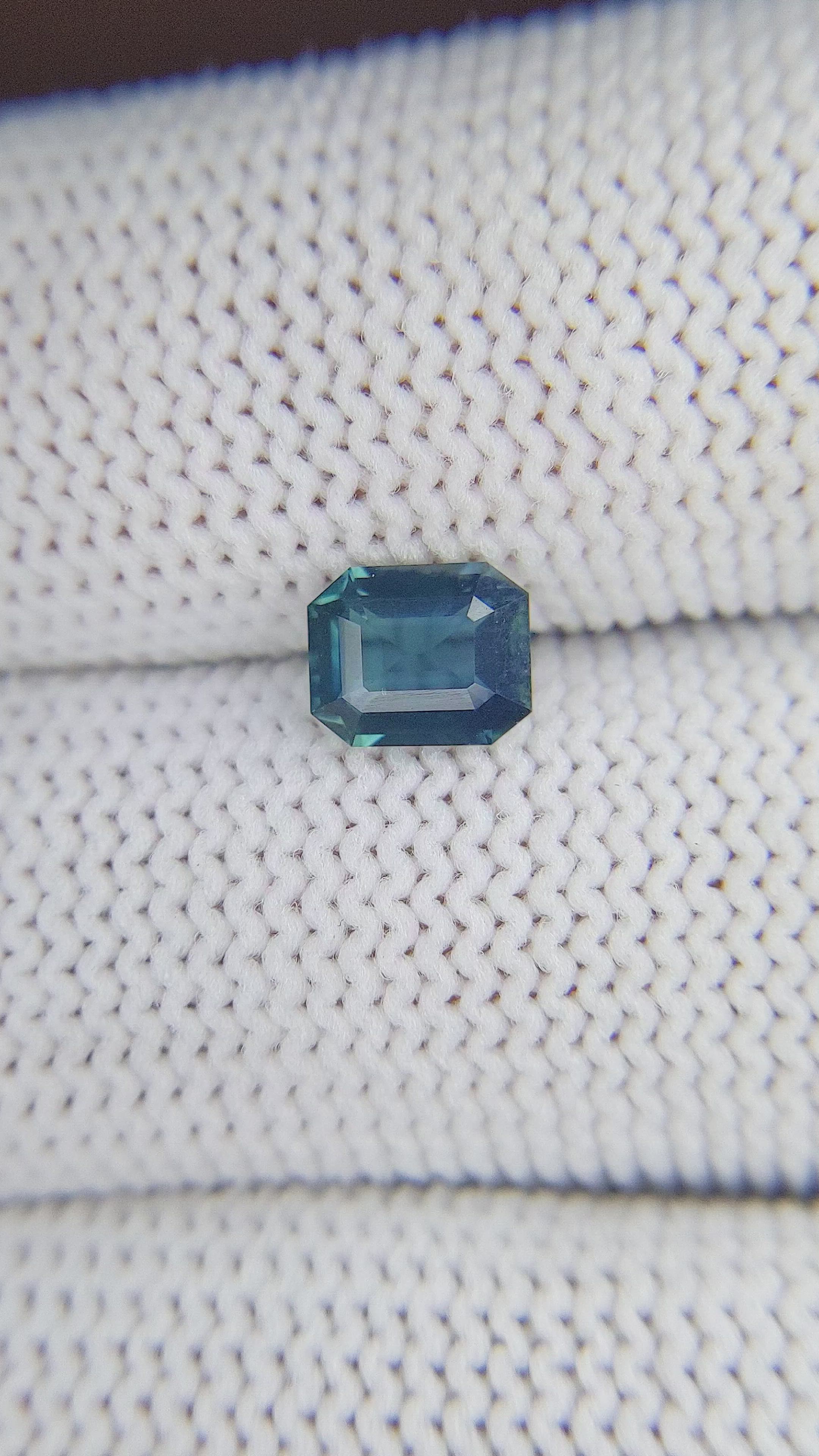 1.09 Ct. Bluish Green Sapphire from Madagascar Size Video