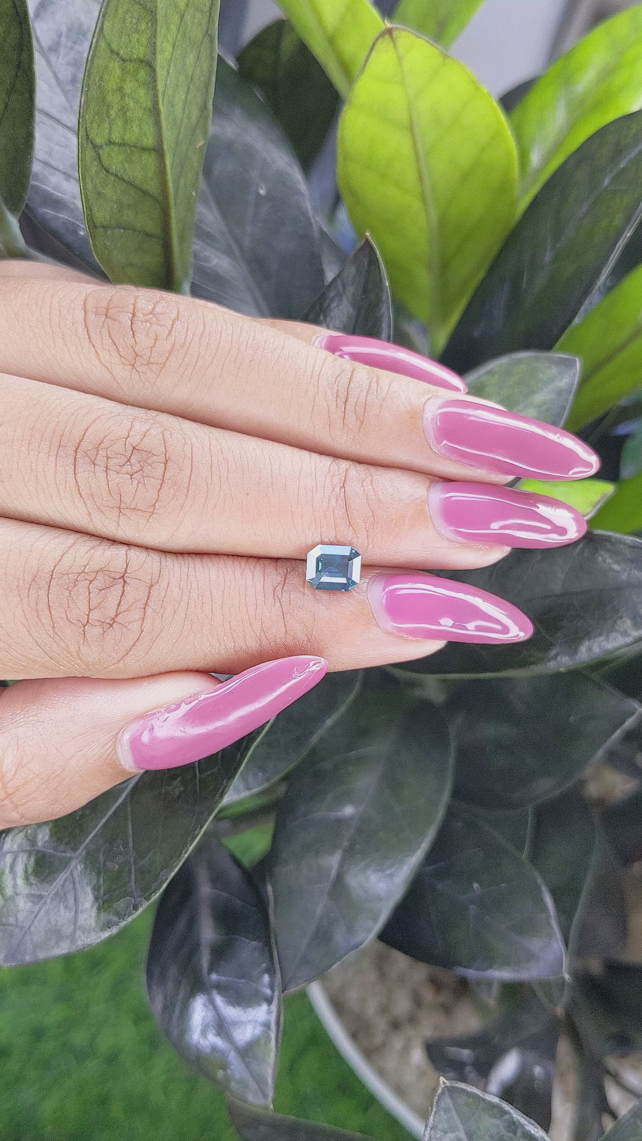 1.09 Ct. Bluish Green Sapphire from Madagascar Size Video