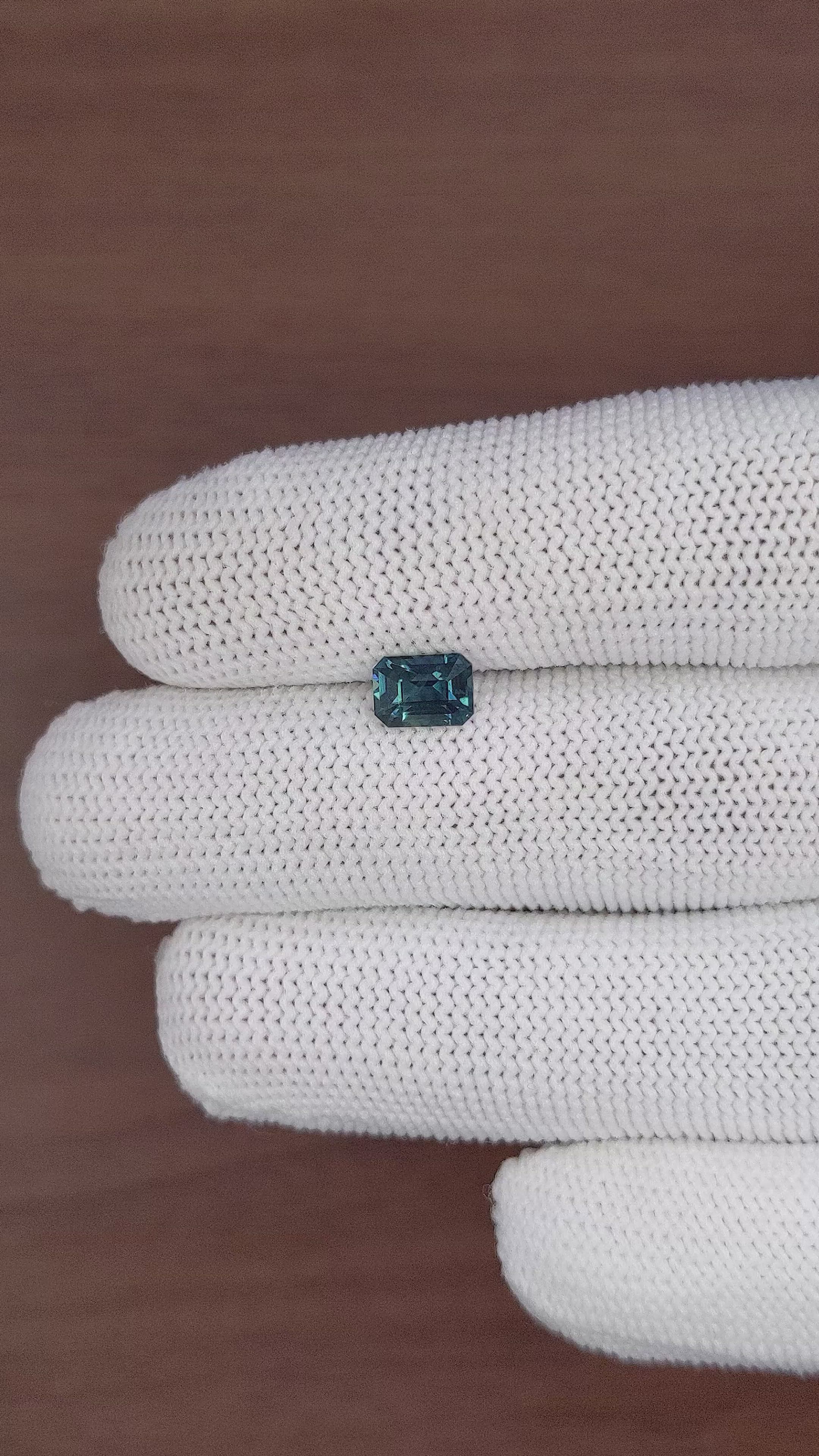 1.36 Ct. Greenish Blue Sapphire from Madagascar Size Video