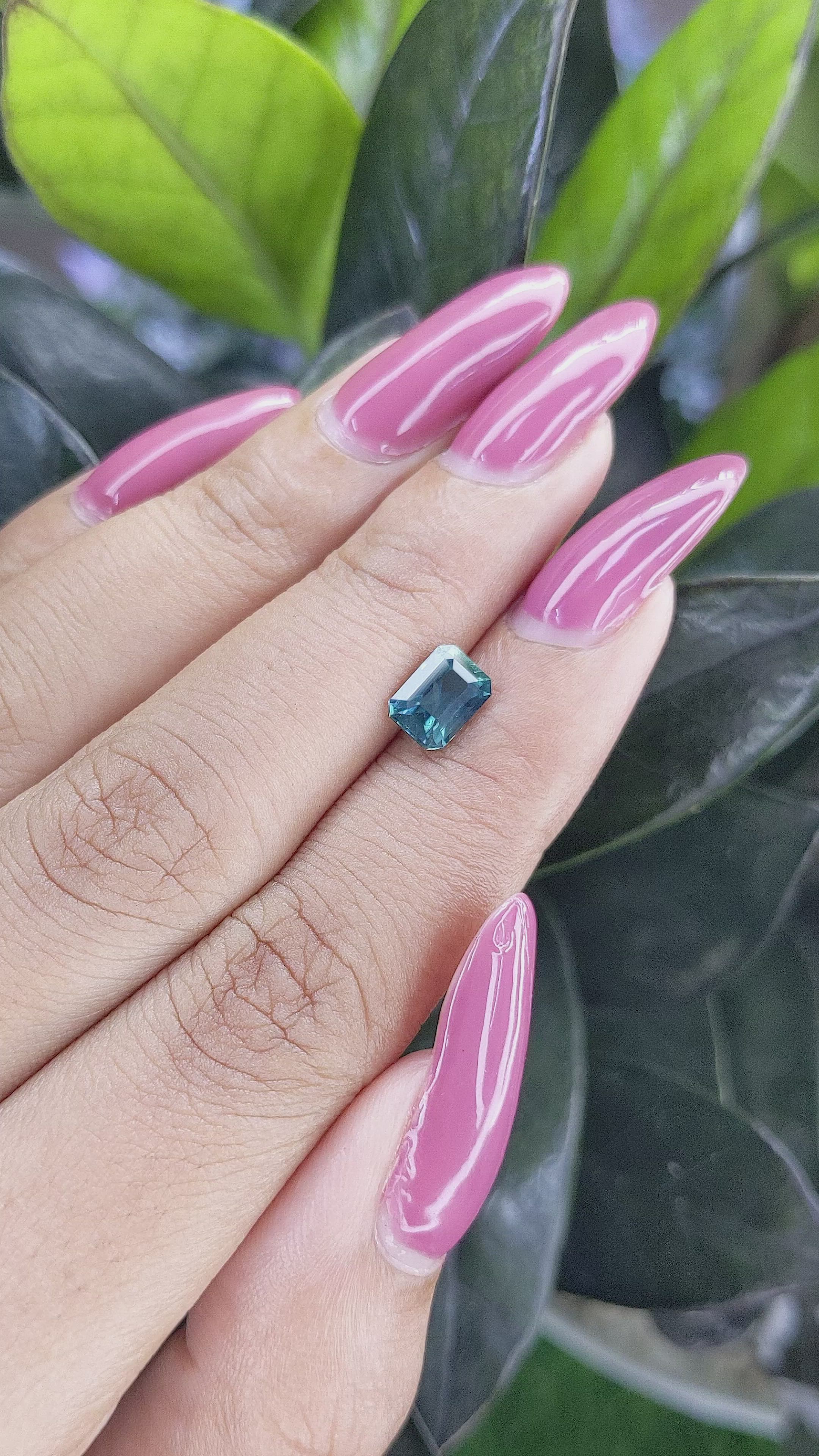 1.36 Ct. Greenish Blue Sapphire from Madagascar Size Video