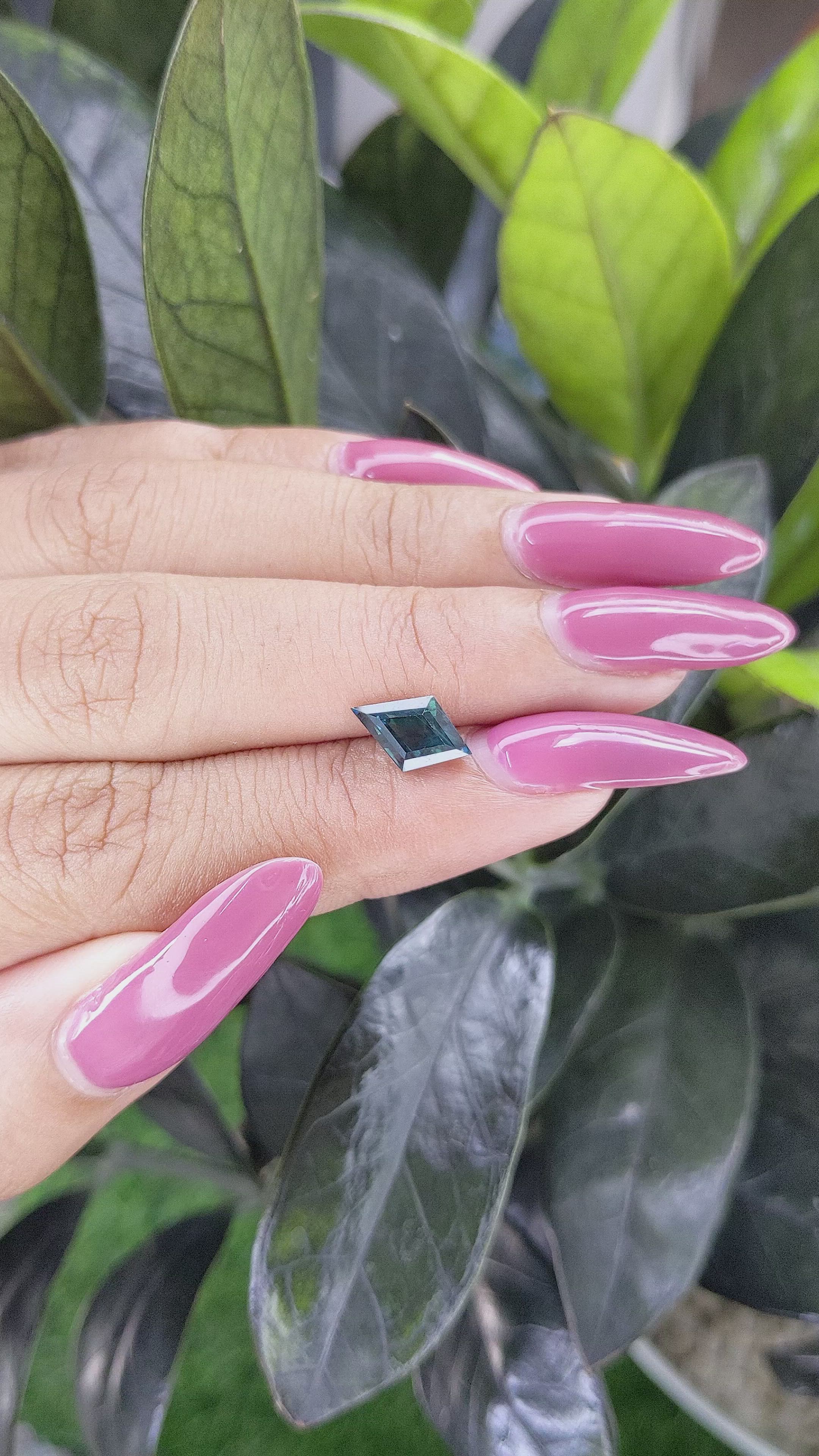 1.59 Ct. Bluish Green Sapphire from Madagascar Size Video