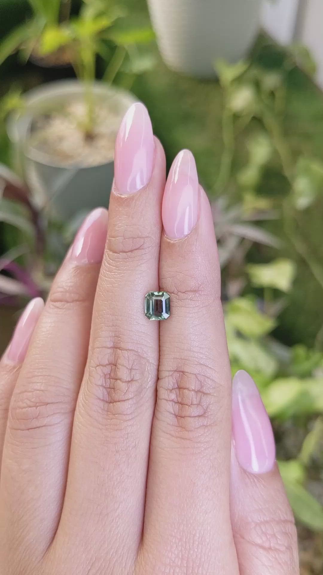 1.10 Ct. Bluish Green Sapphire from Madagascar Size Video